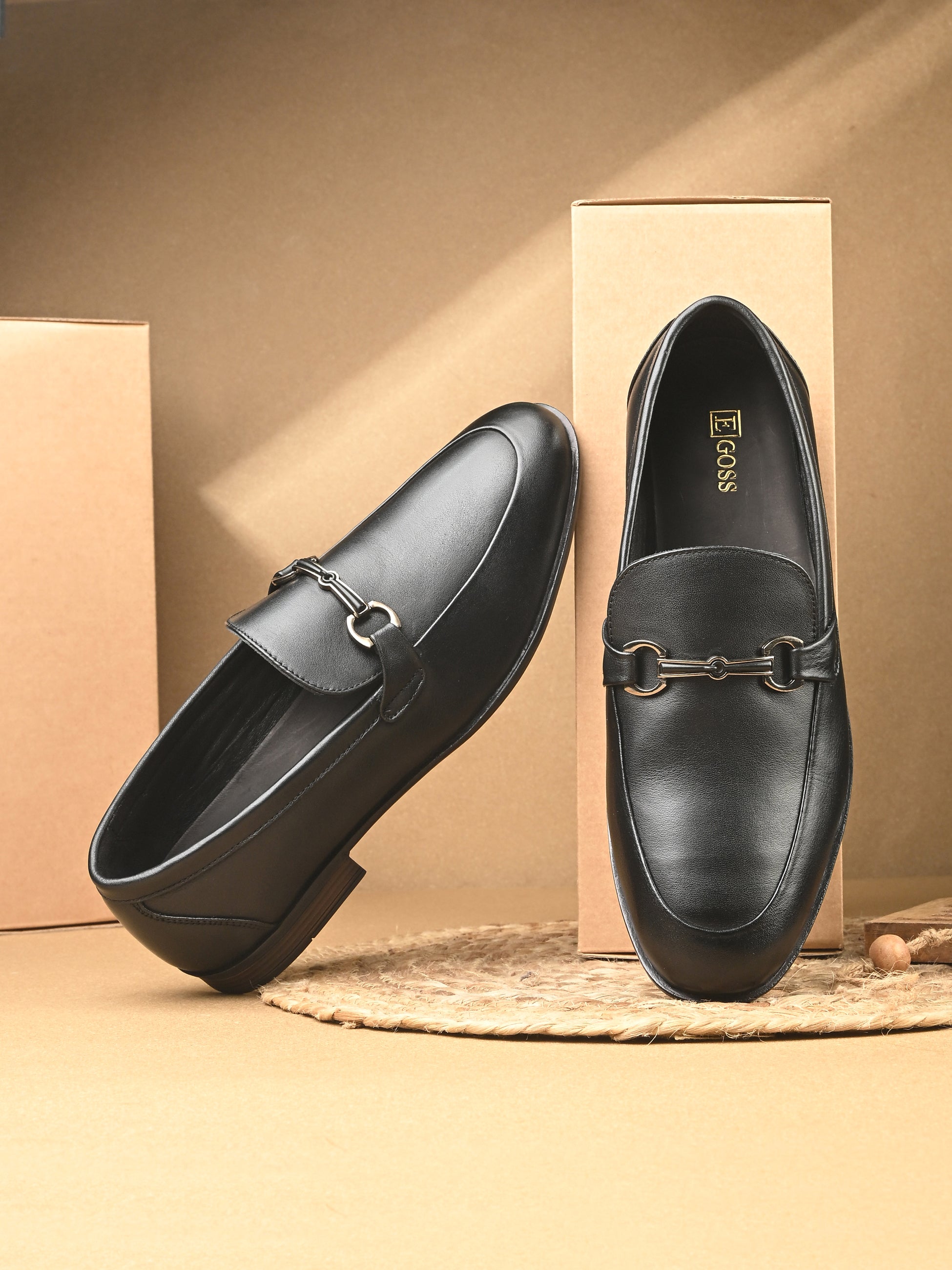 Egoss Platinum Buckled Loafers For Men