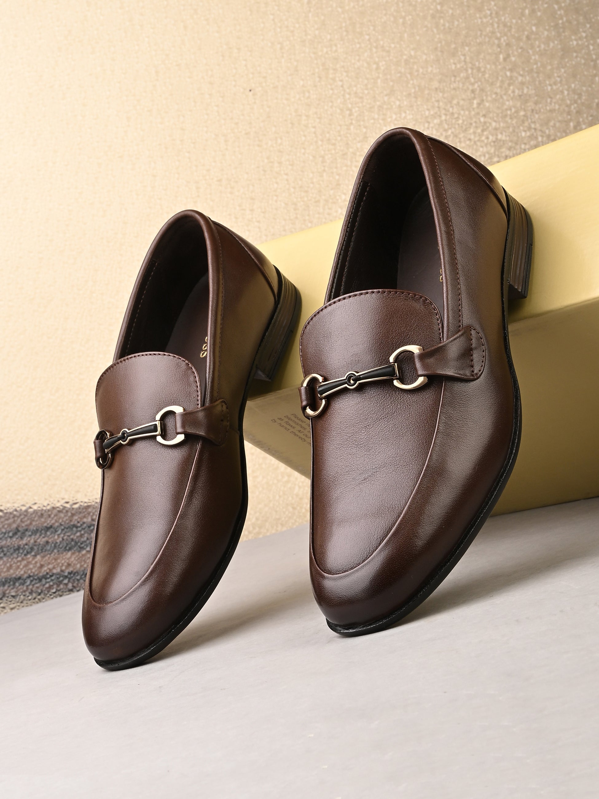 Egoss Platinum Buckled Loafers For Men