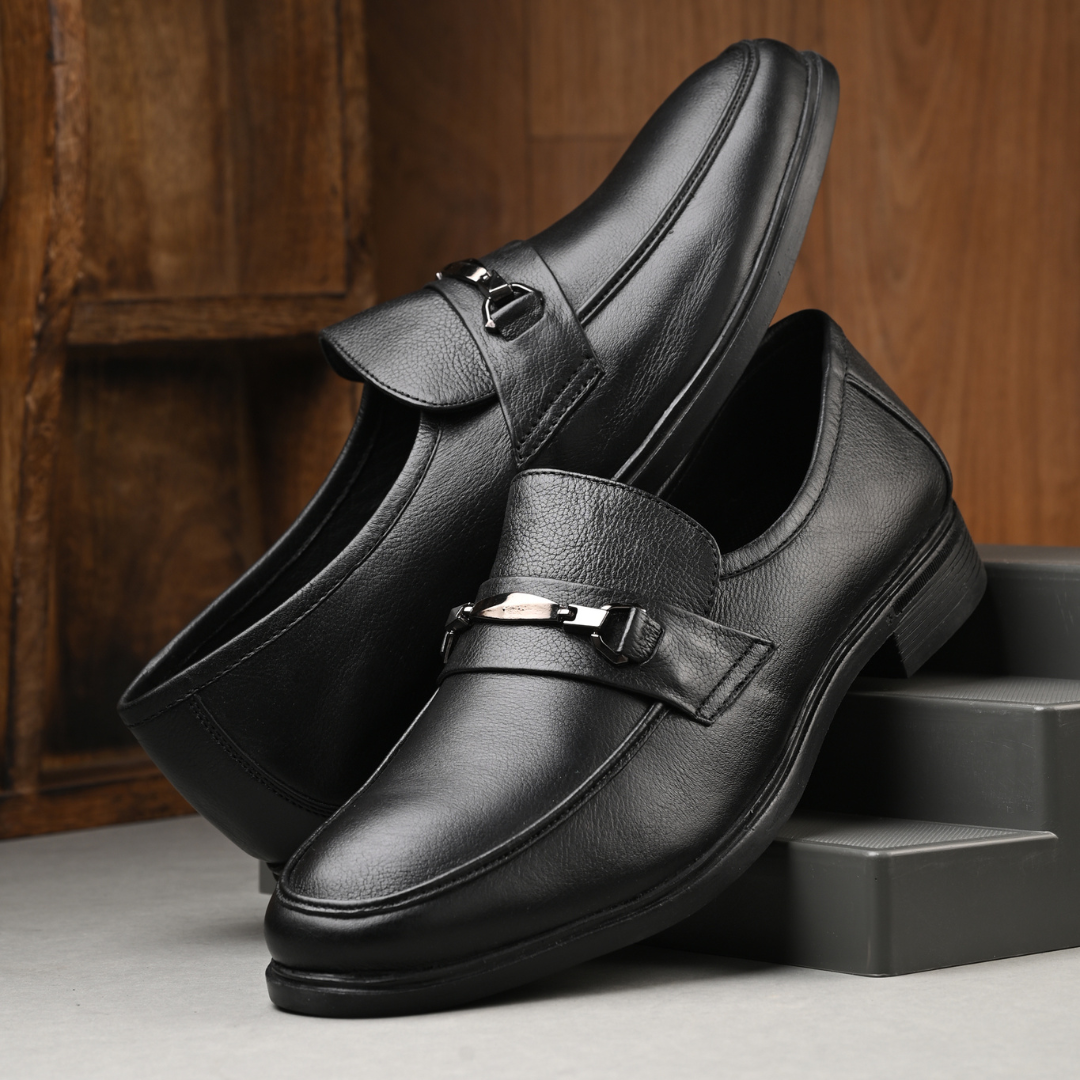 Egoss Leather Buckled Slip On Shoes For Men