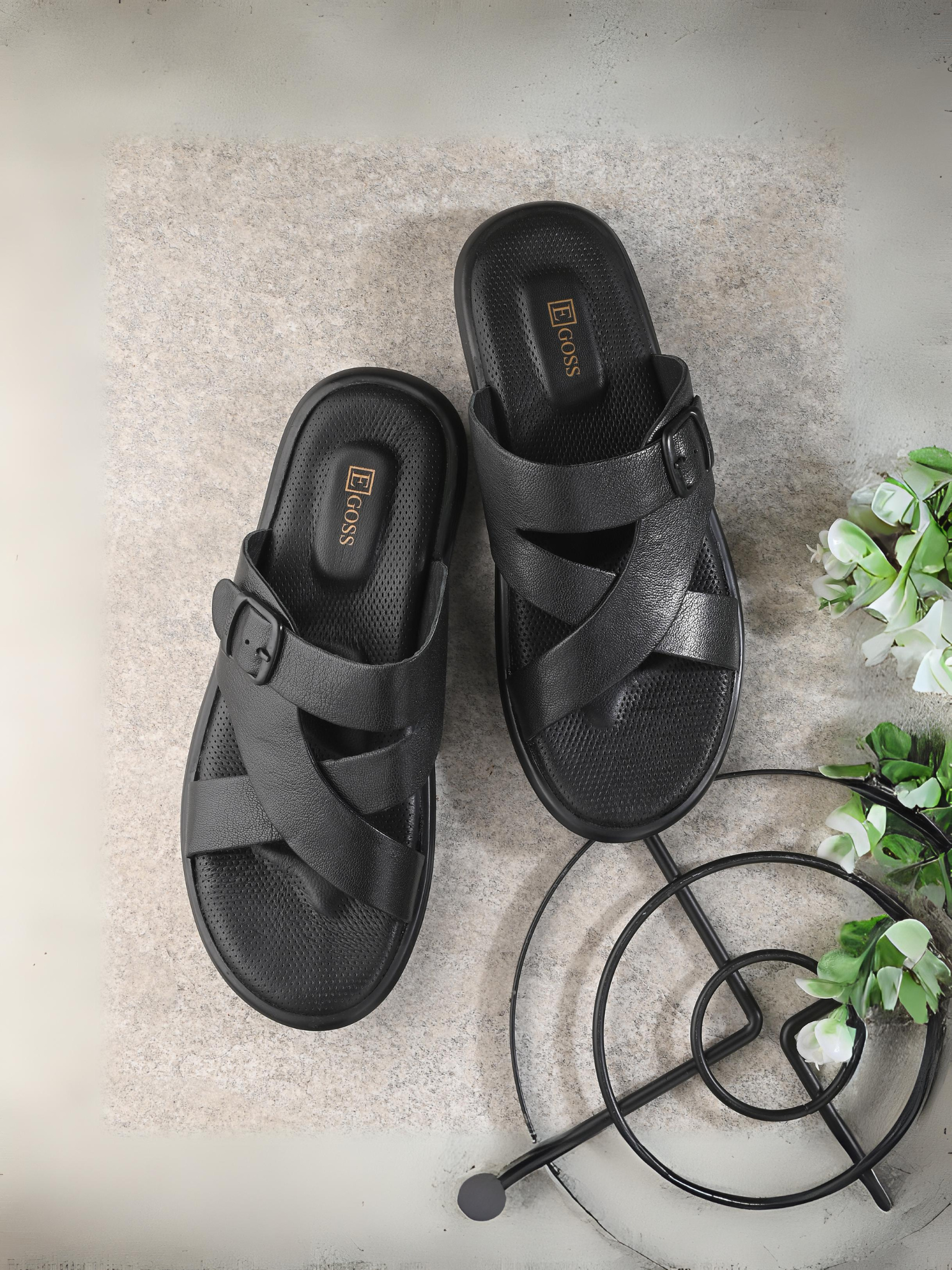 Egoss Leather Slippers For Men