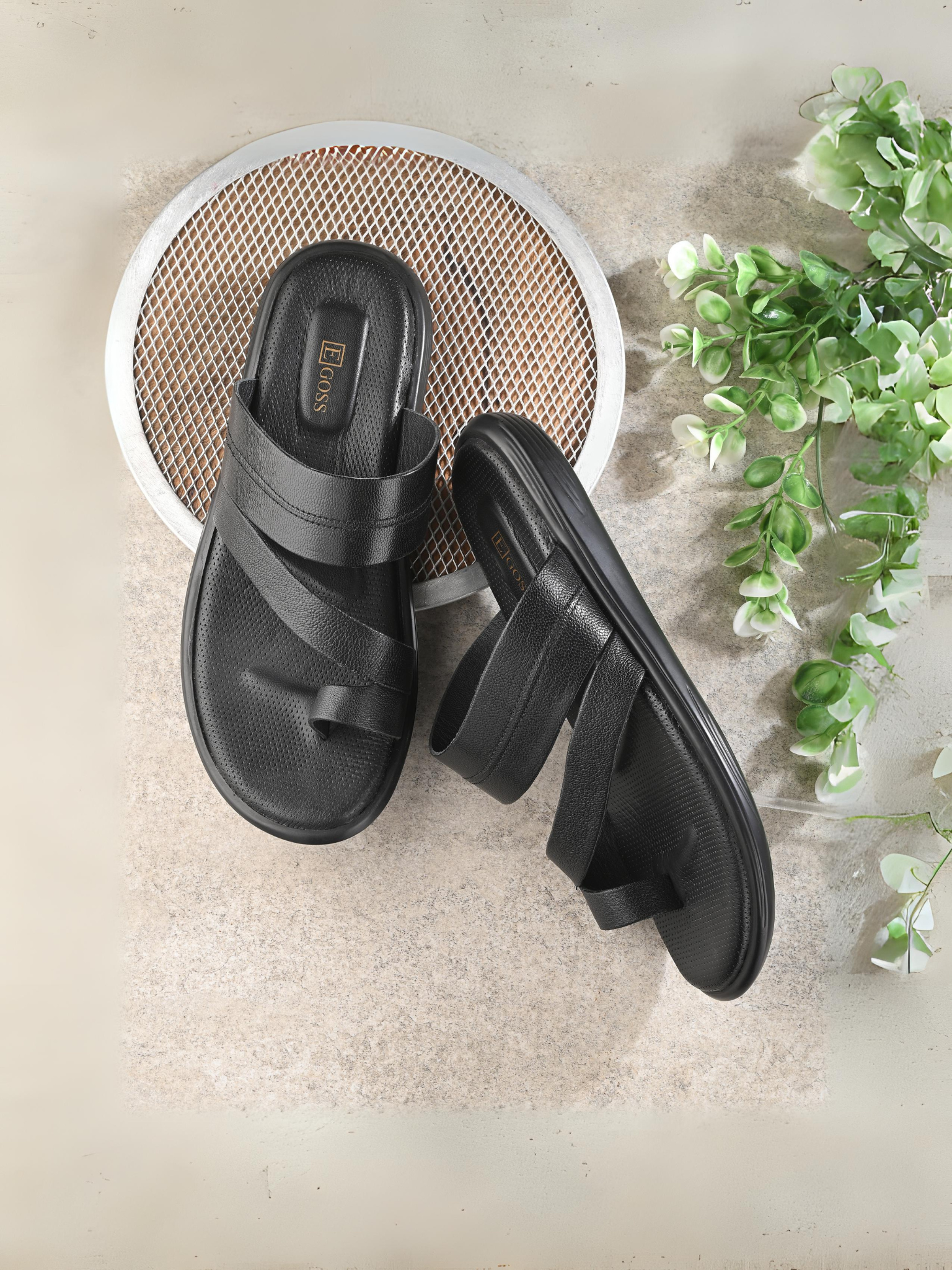 Egoss Leather Slippers For Men