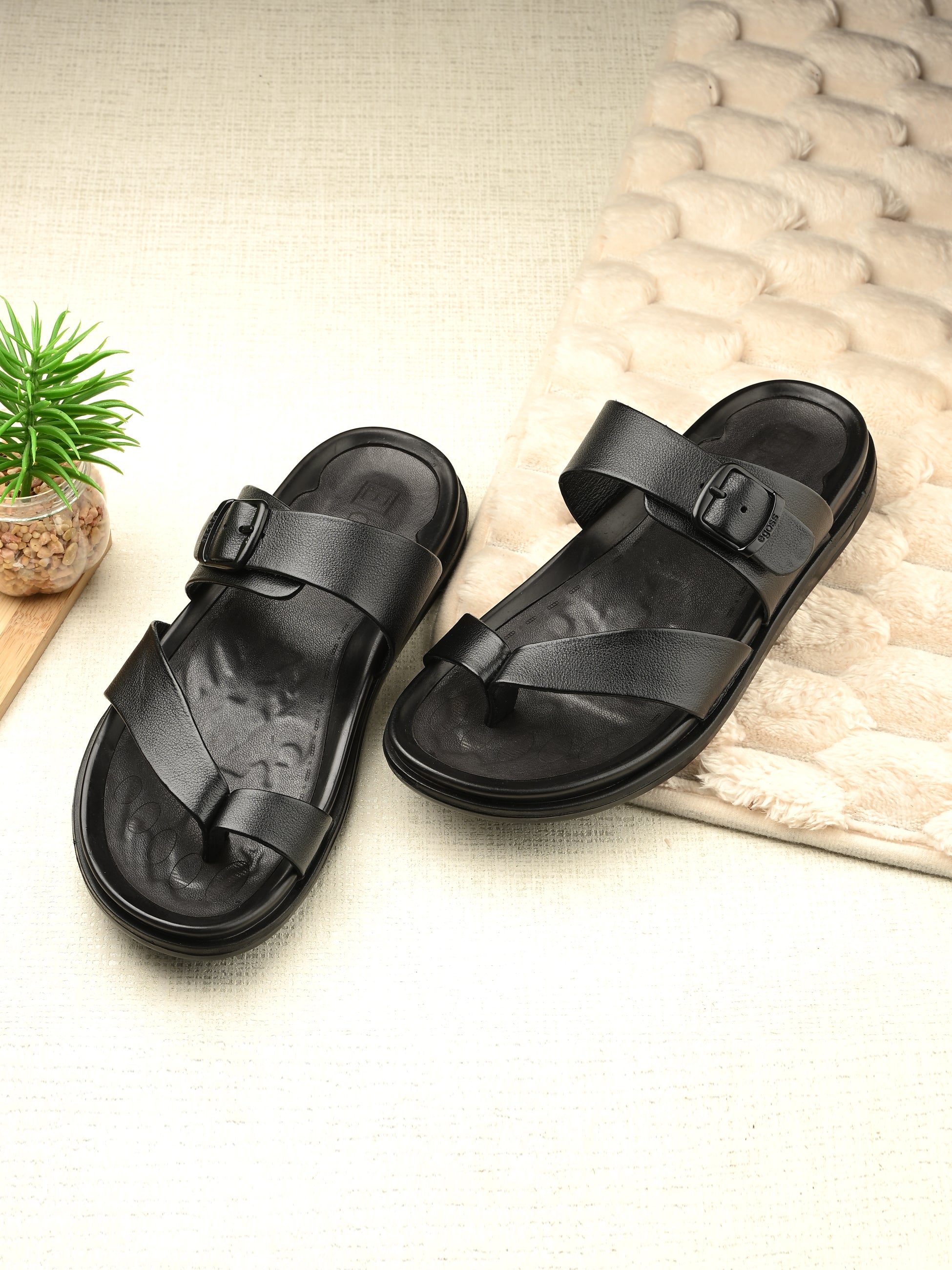Egoss Leather Slippers For Men