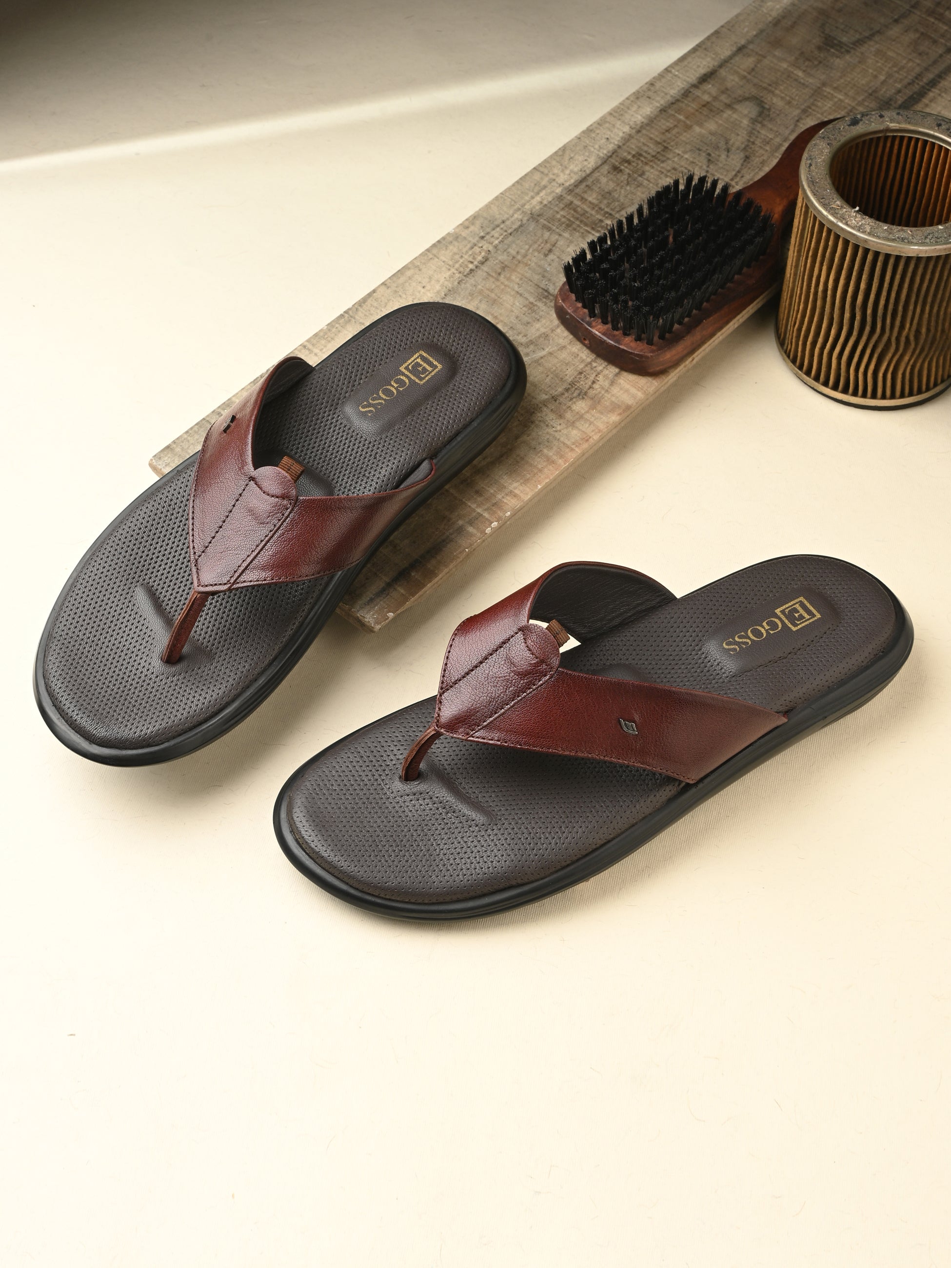 Egoss Leather Slippers For Men