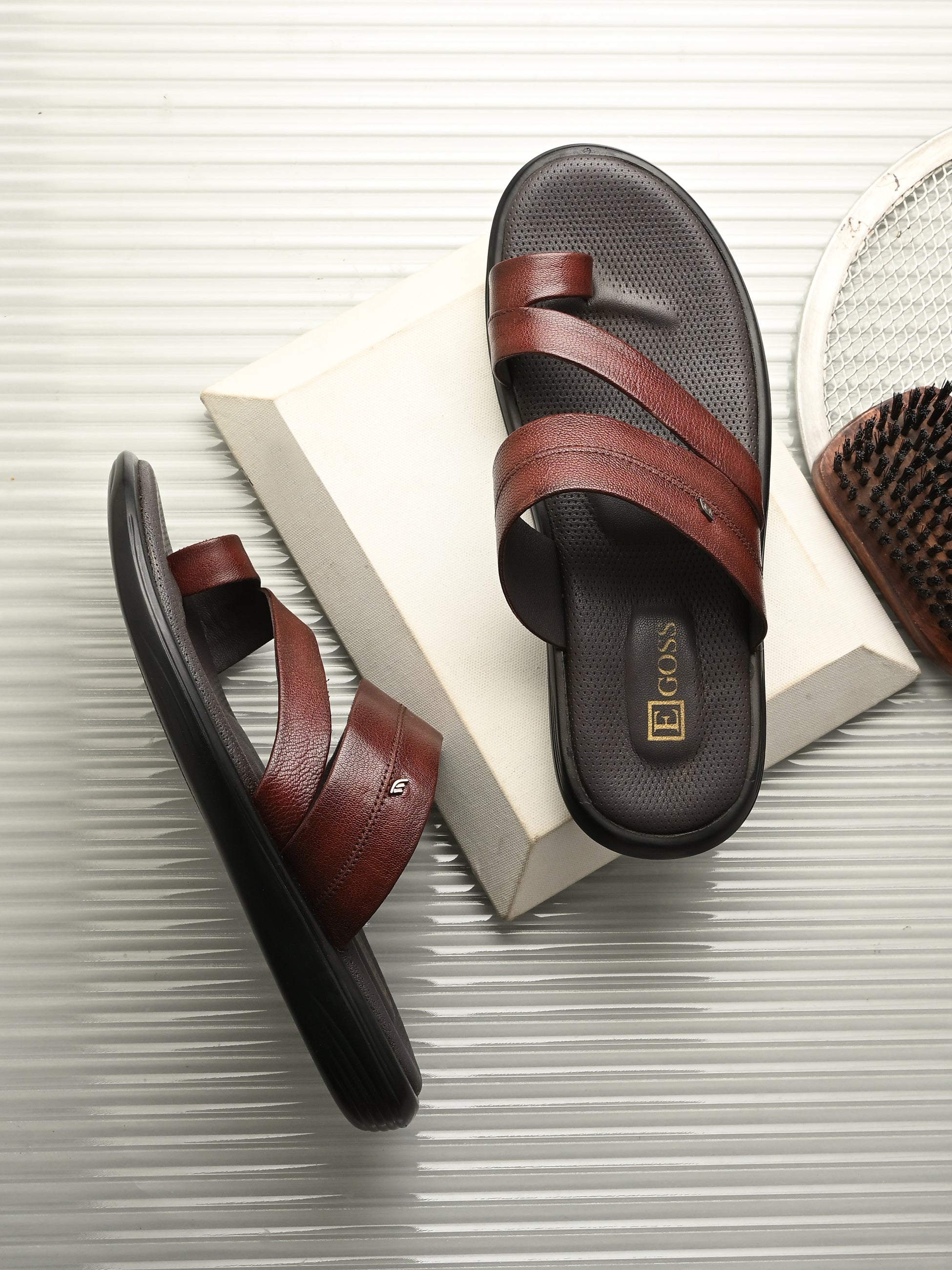 Egoss Leather Slippers For Men