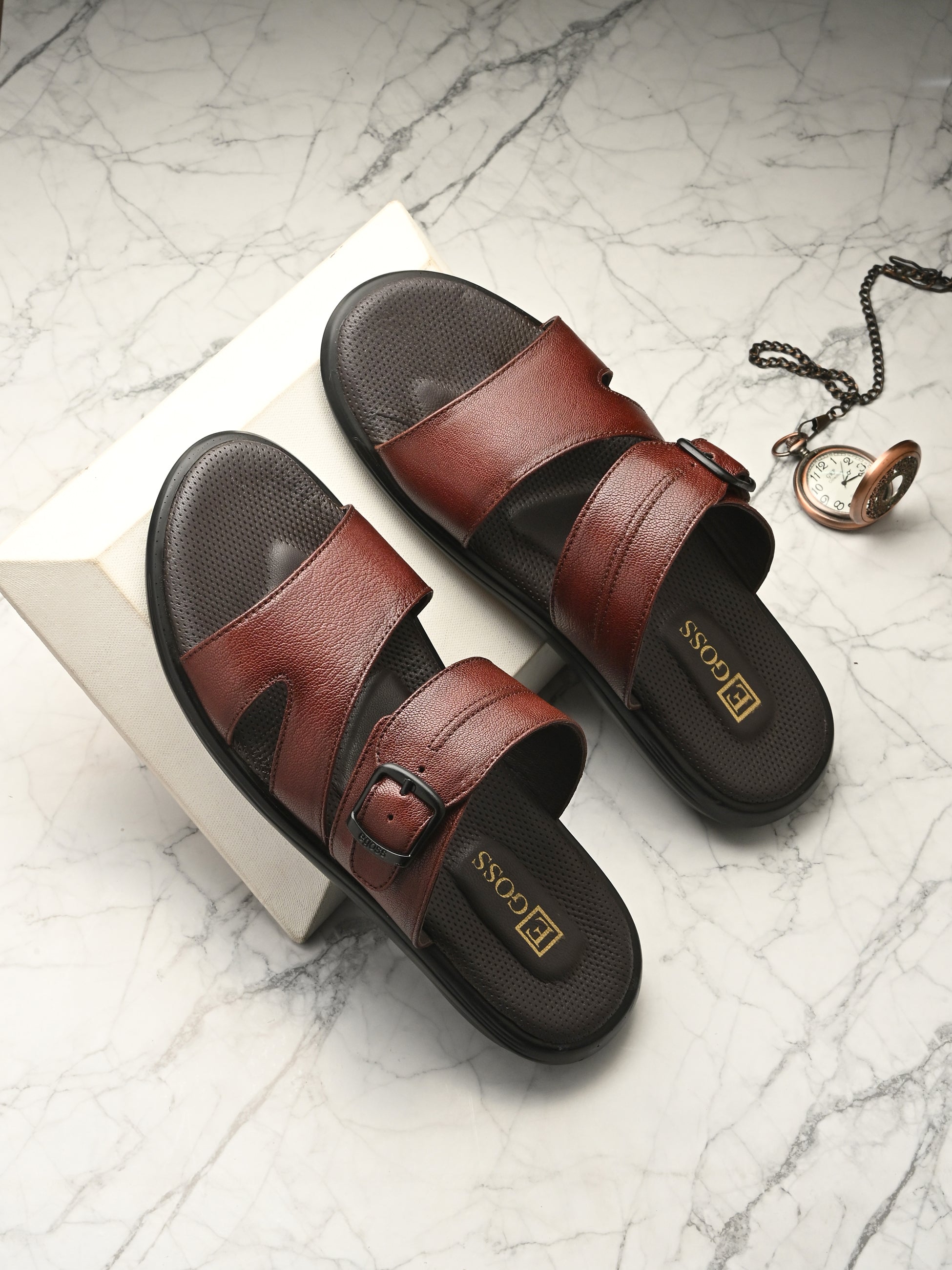 Egoss Leather Slippers For Men