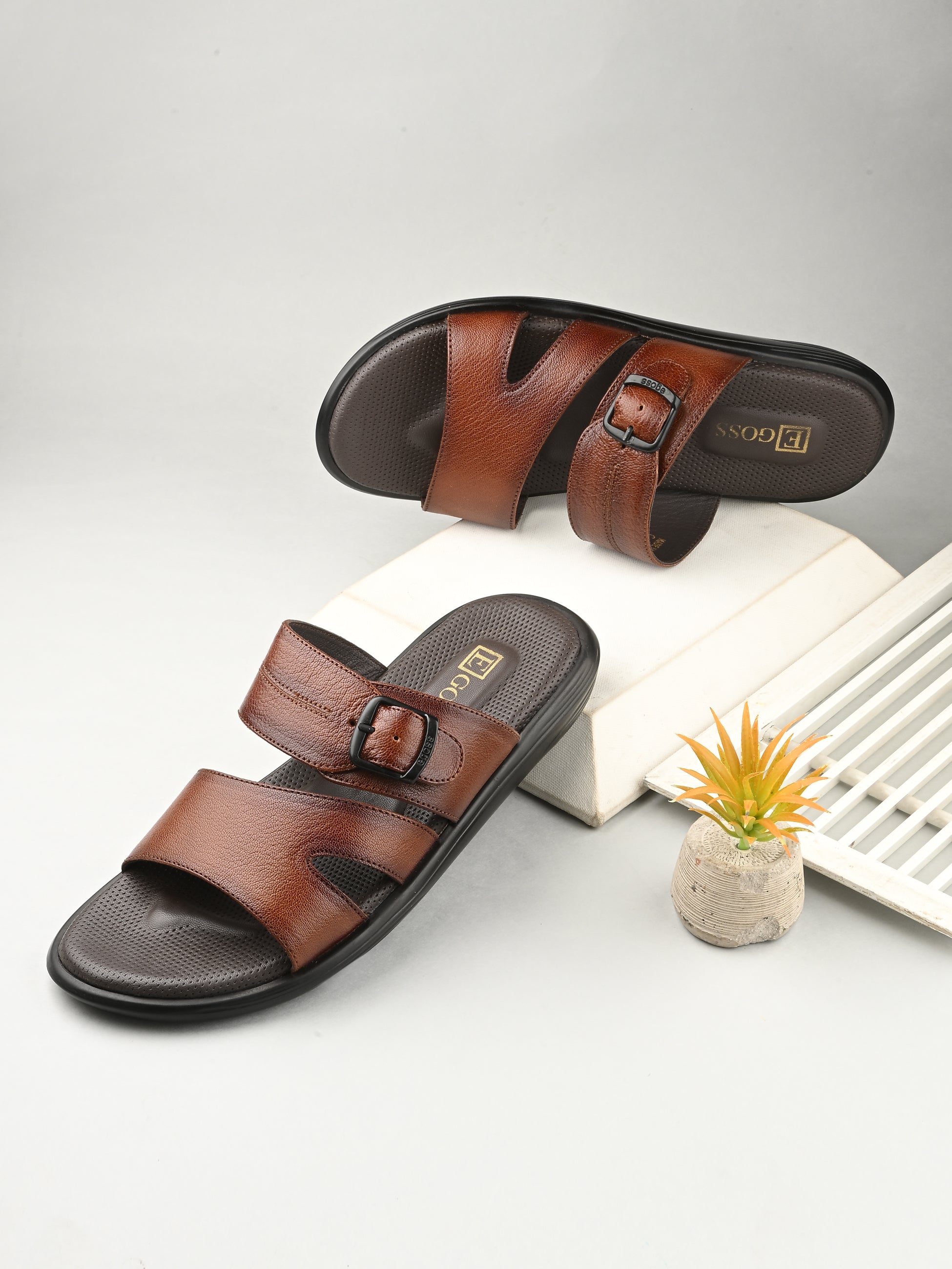 Egoss Leather Slippers For Men