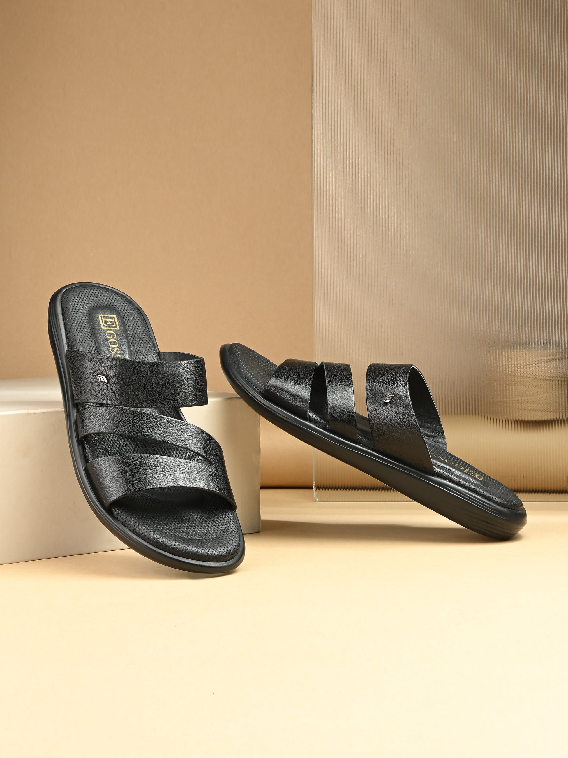 Egoss Leather Slippers For Men