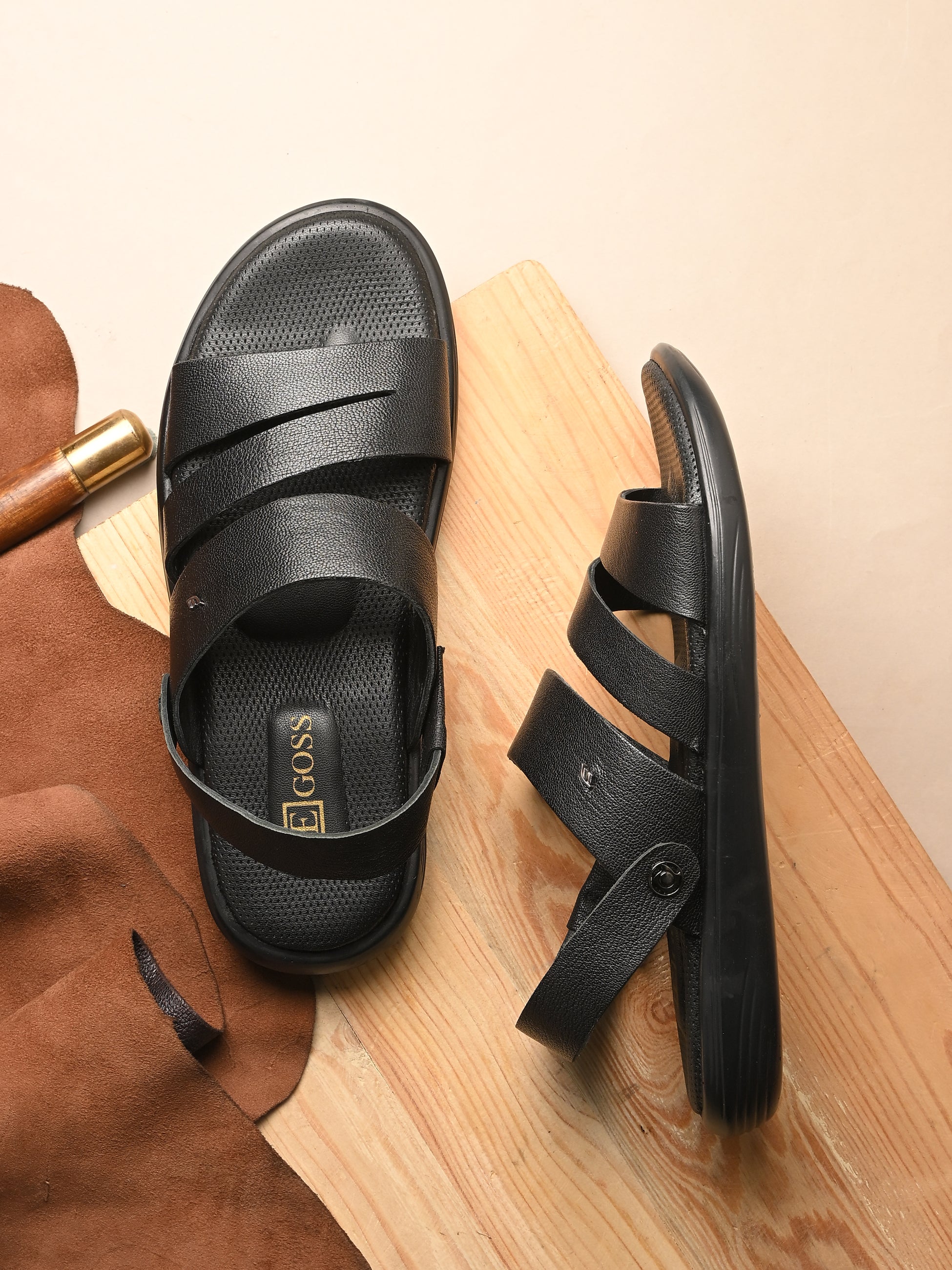 Egoss Leather Slippers For Men