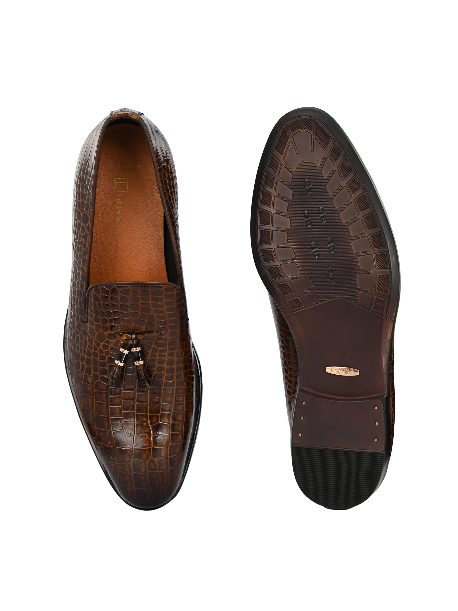 Egoss Platinum Tassel Shoes For Men