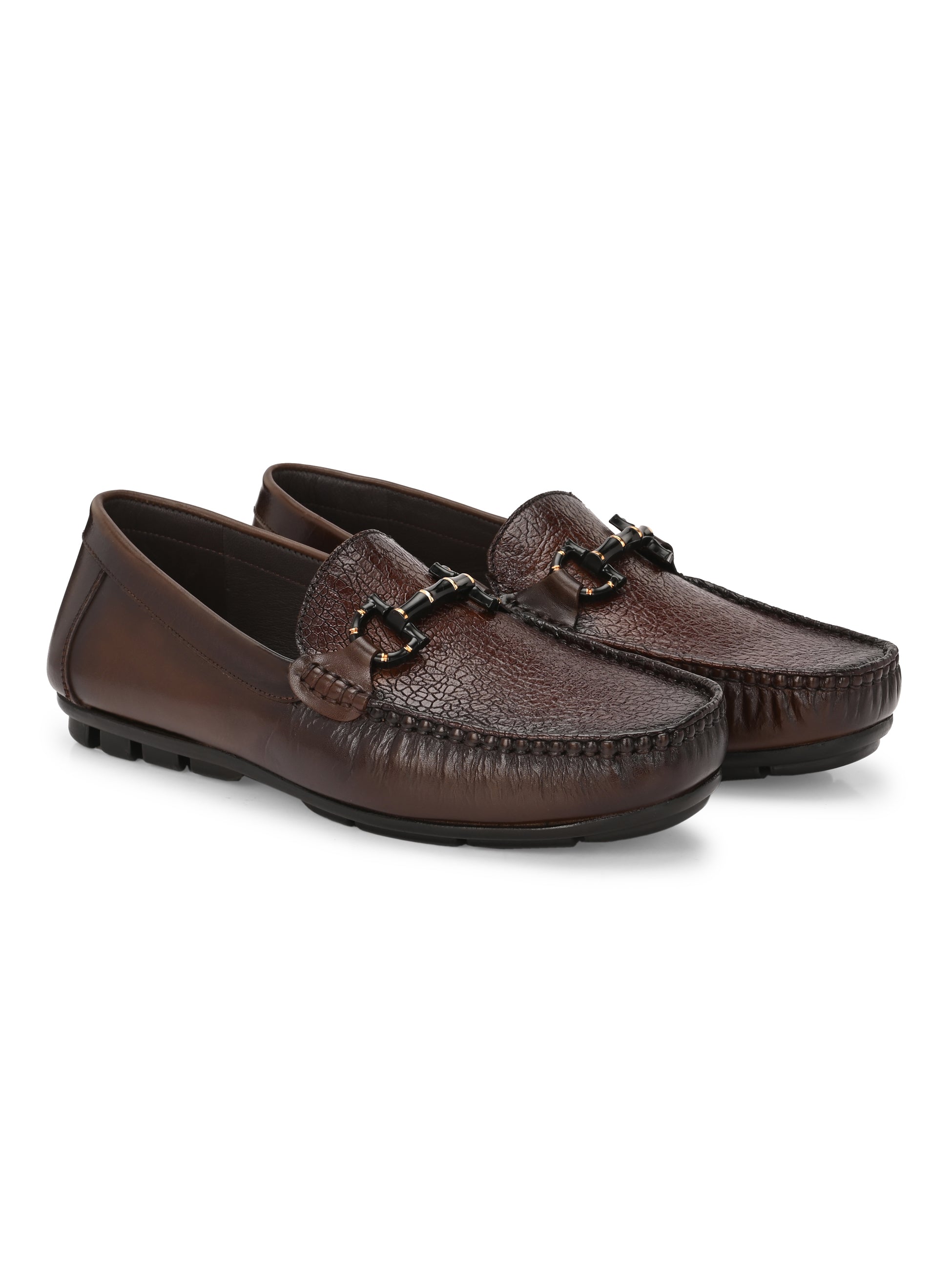 Egoss Platinum Printed Loafers For Men