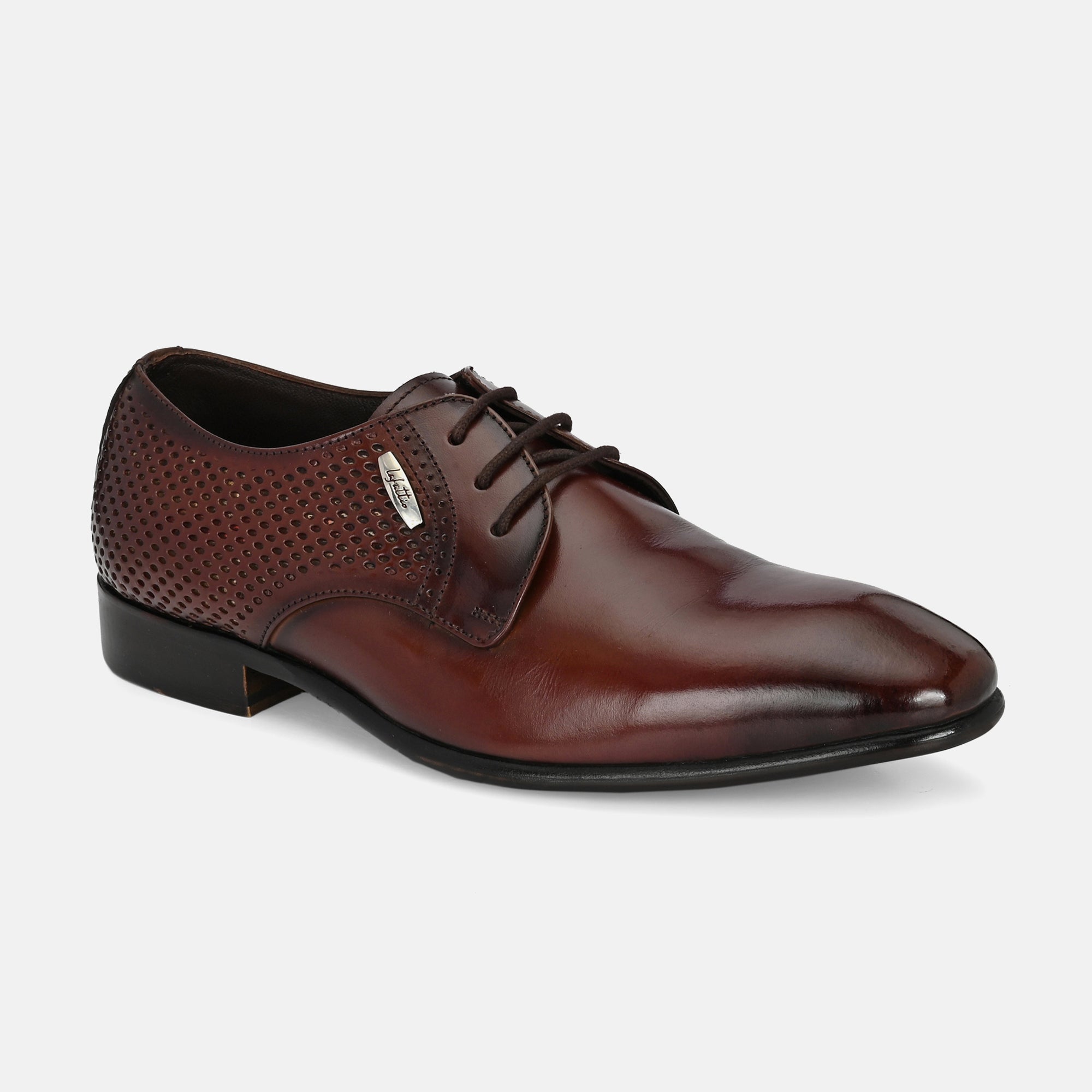 Tan Perforated Lace-Up Shoes by Lafattio