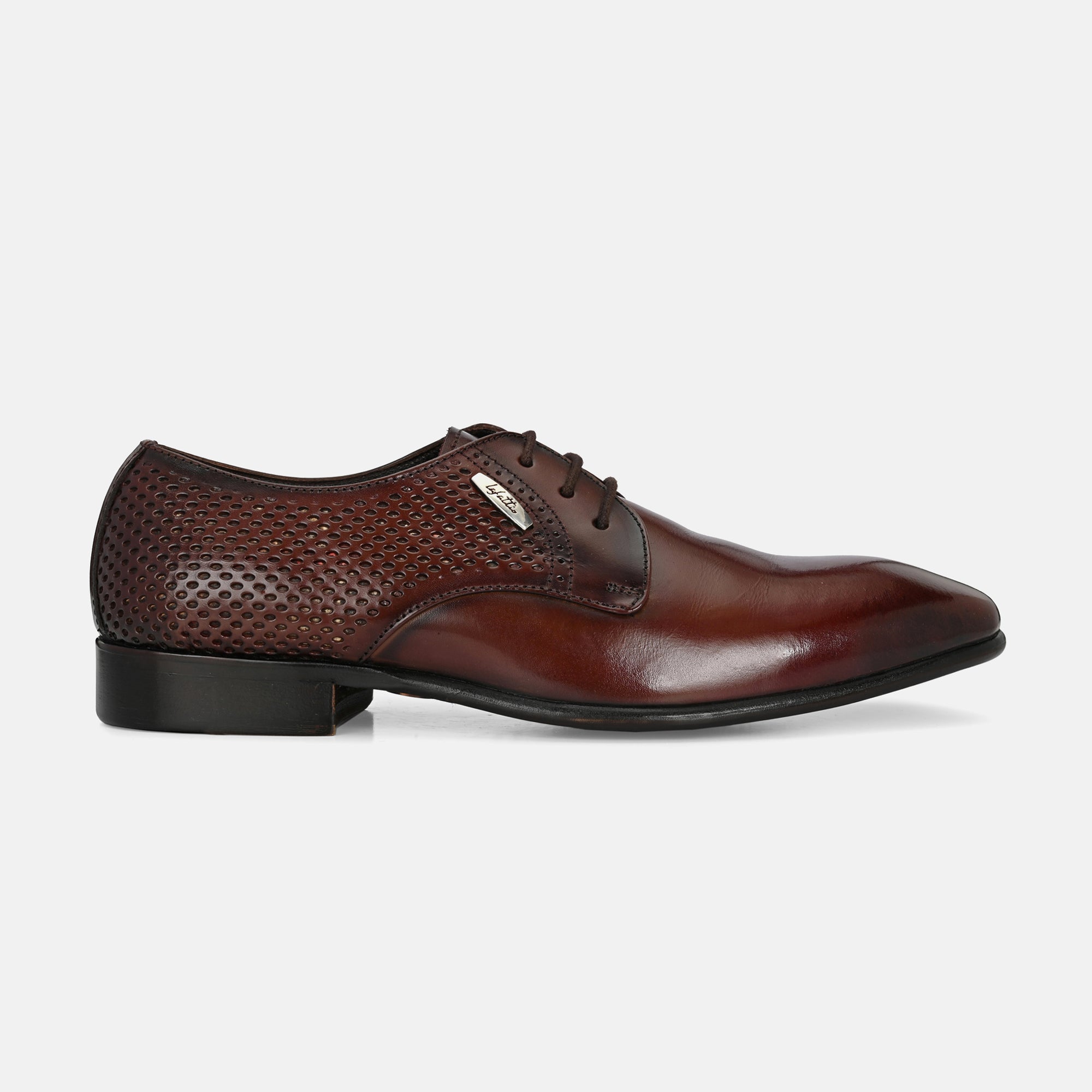 Tan Perforated Lace-Up Shoes by Lafattio