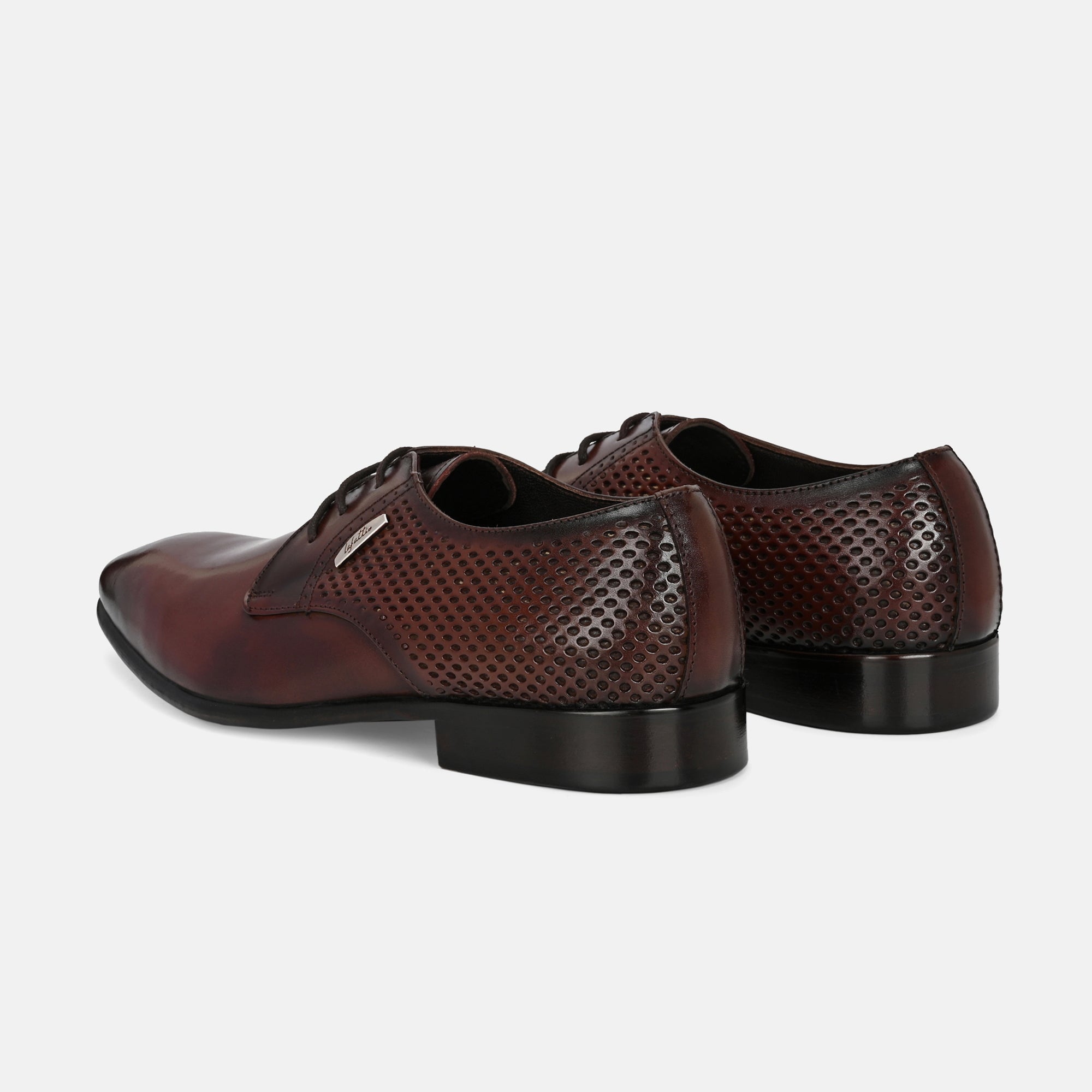 Tan Perforated Lace-Up Shoes by Lafattio