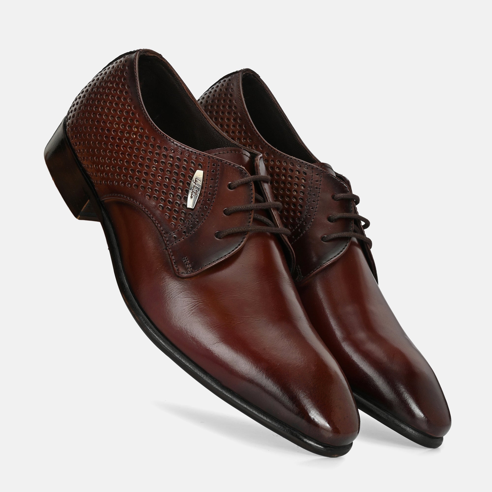 Tan Perforated Lace-Up Shoes by Lafattio