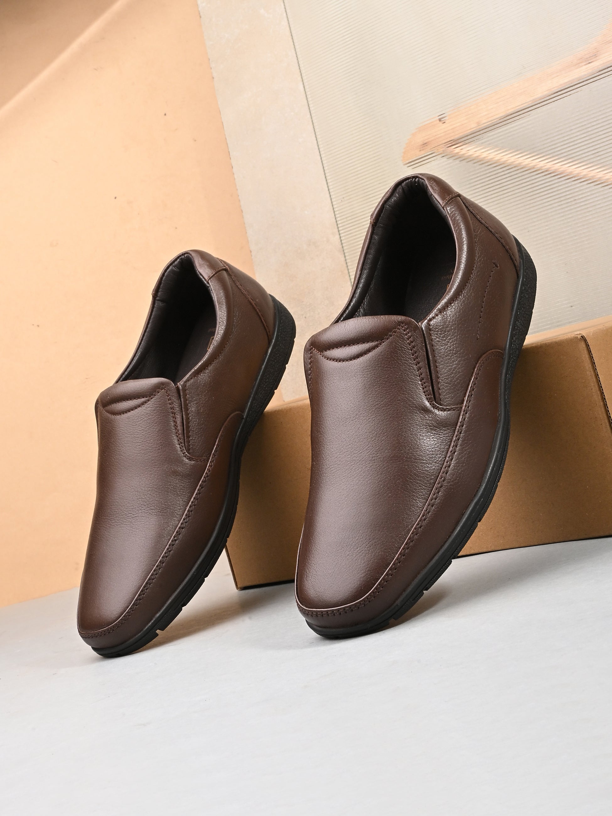 mens brown casual slip on shoes