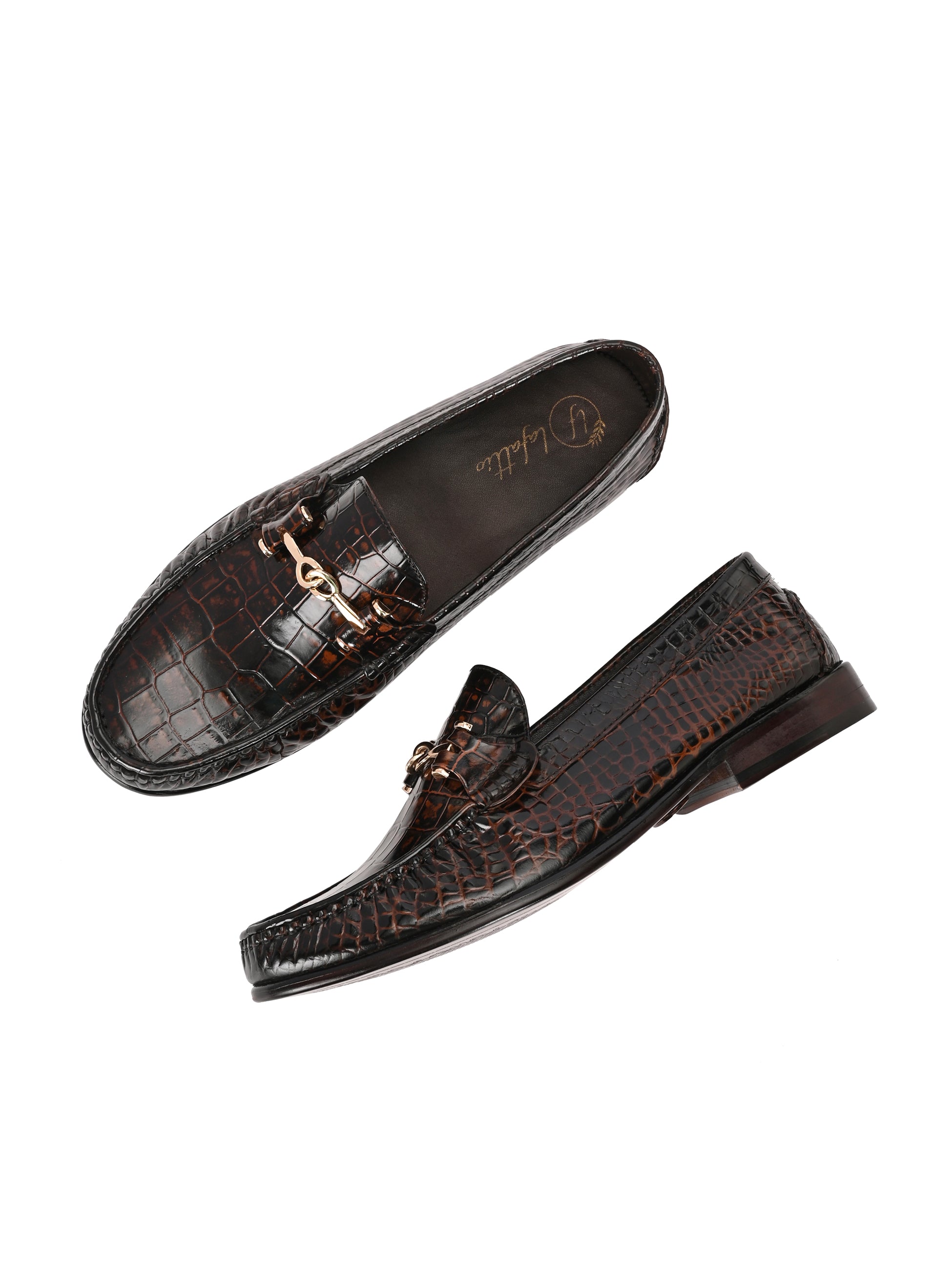 Textured Buckled Loafers by Lafattio
