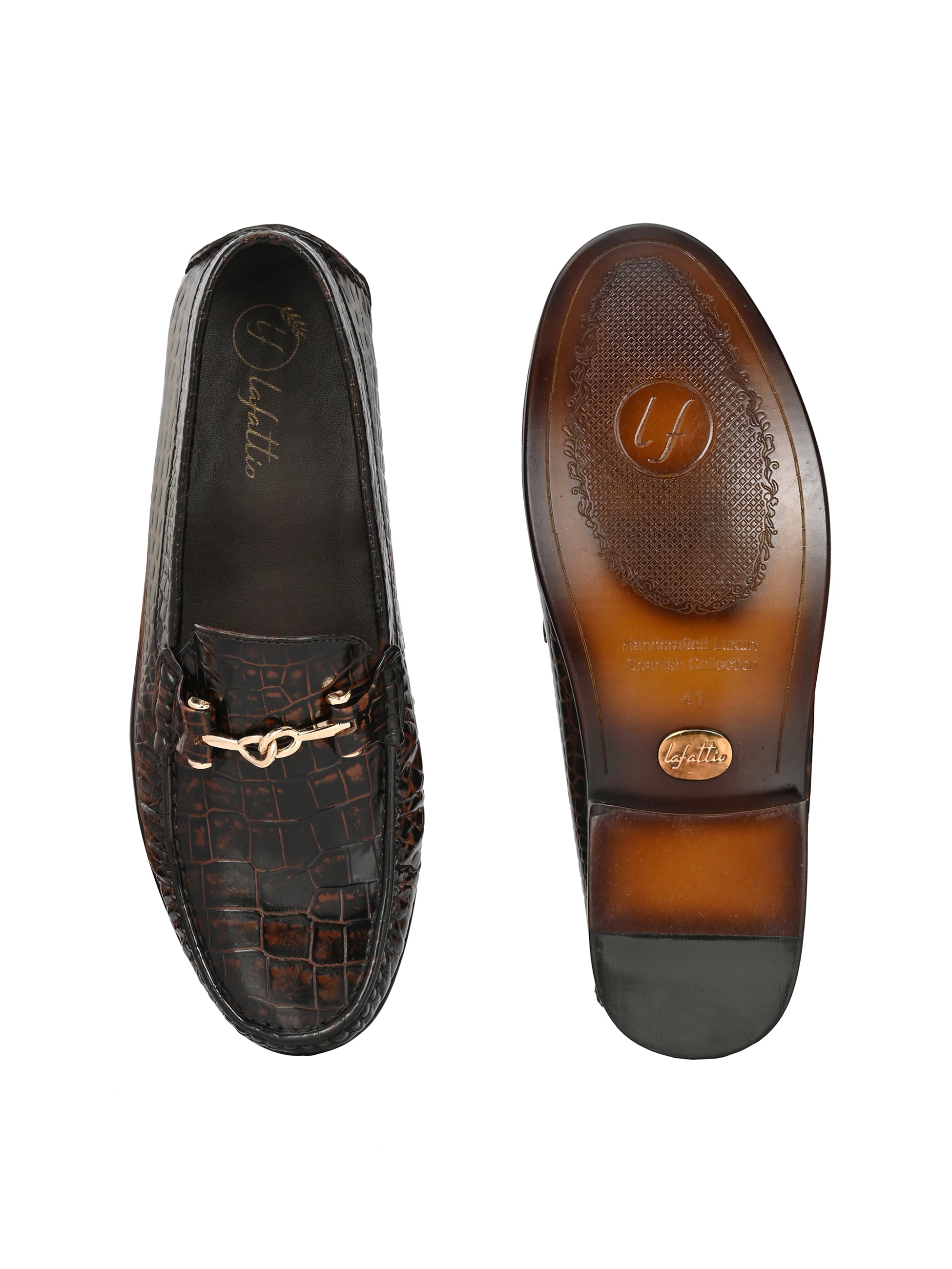 Textured Buckled Loafers by Lafattio