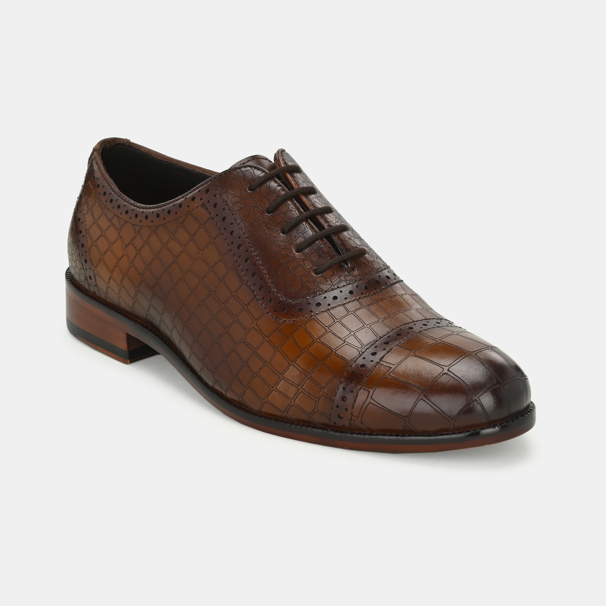 Brown Laser Engraved Semi-Brogues by Lafattio