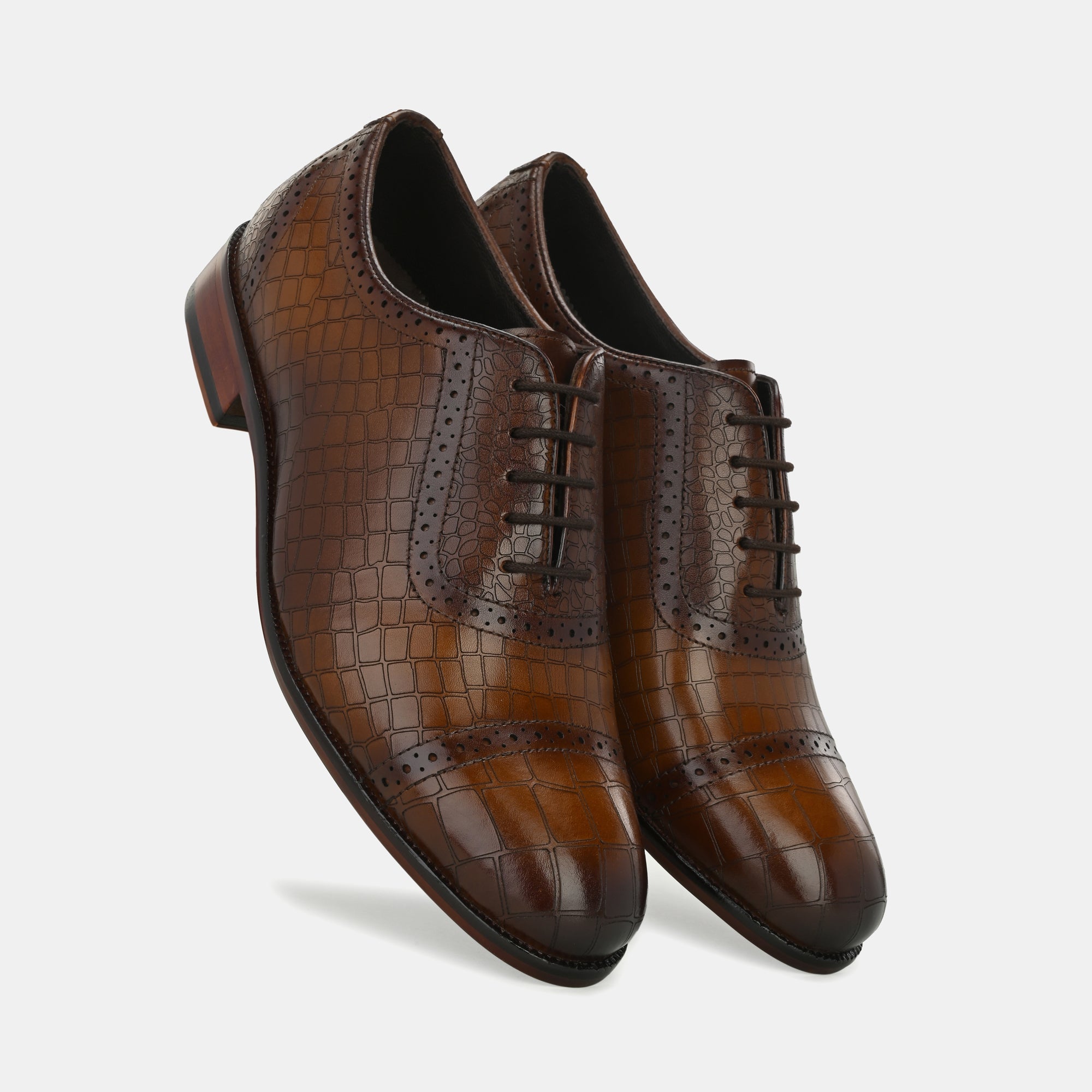Brown Laser Engraved Semi-Brogues by Lafattio