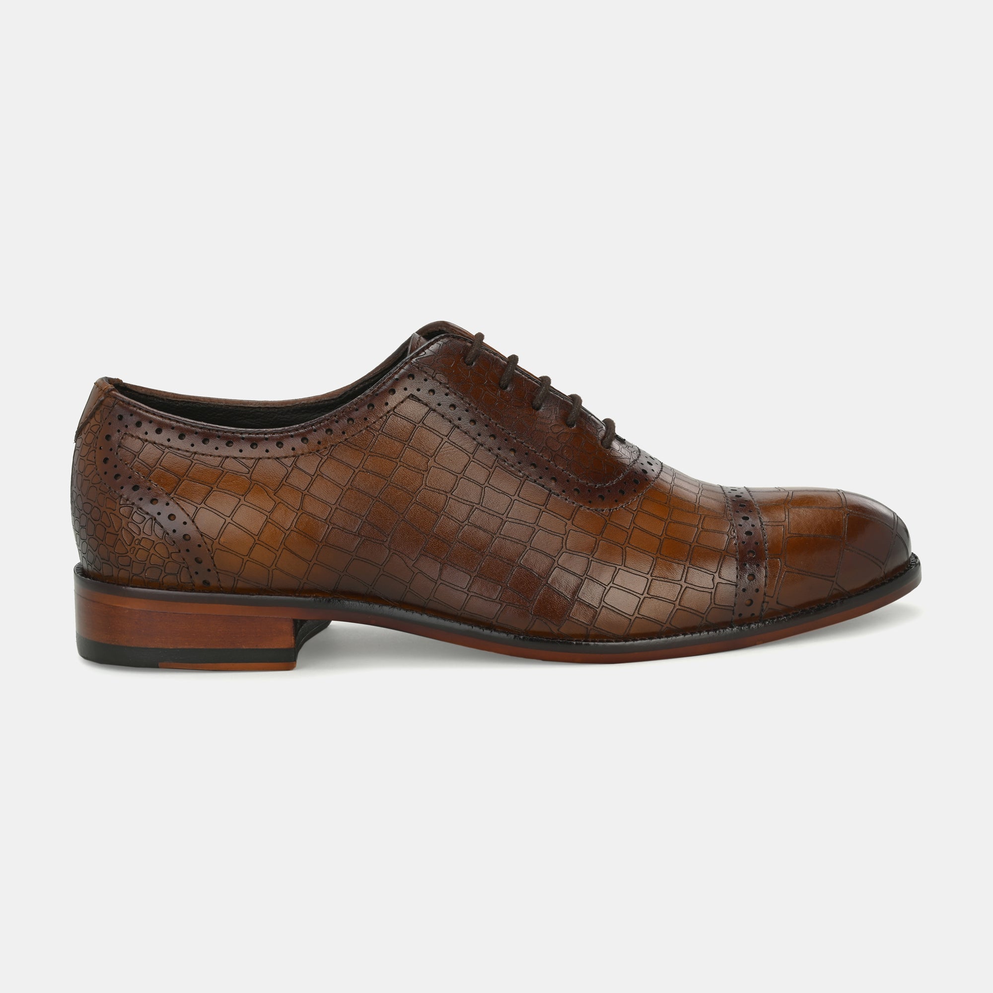 Brown Laser Engraved Semi-Brogues by Lafattio