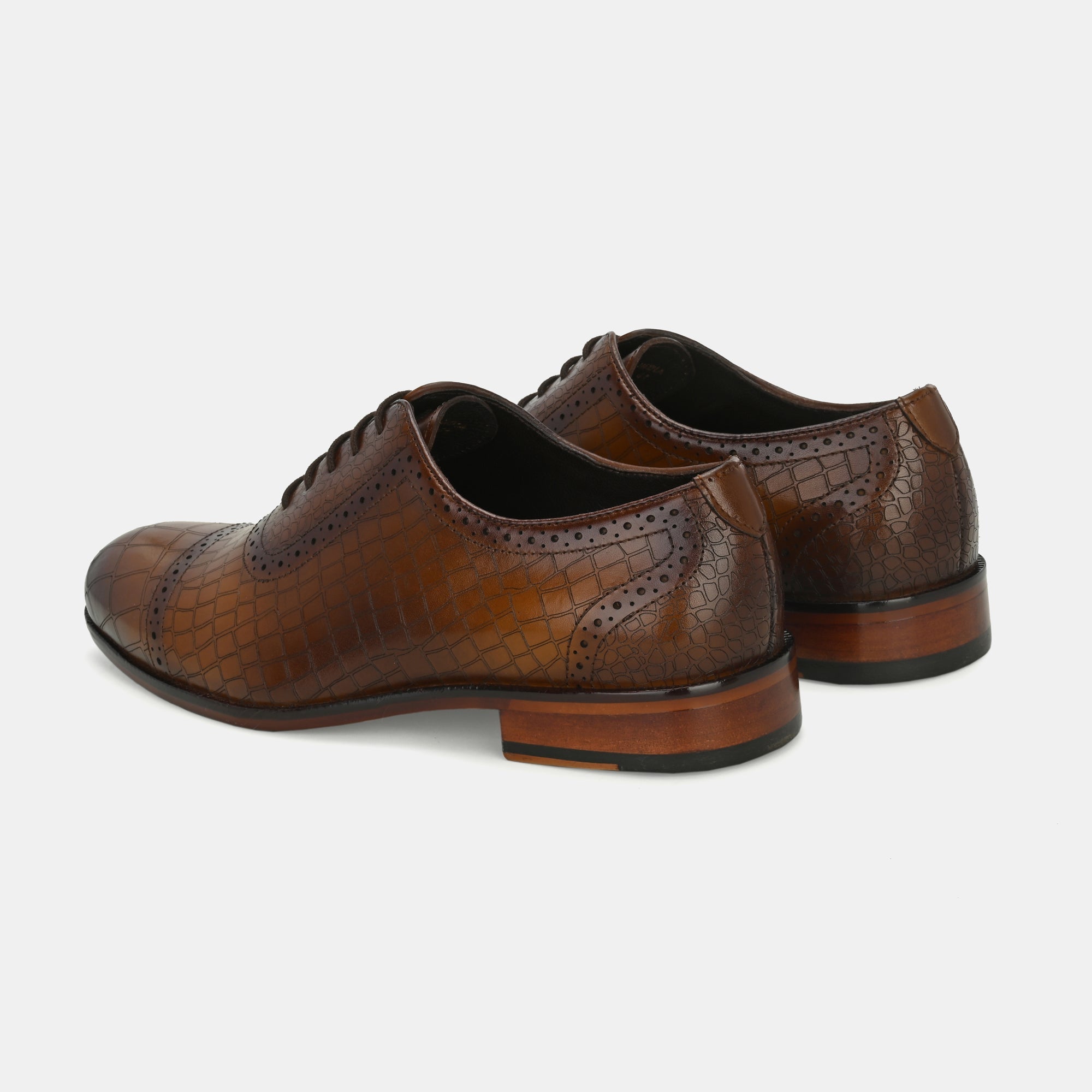 Brown Laser Engraved Semi-Brogues by Lafattio