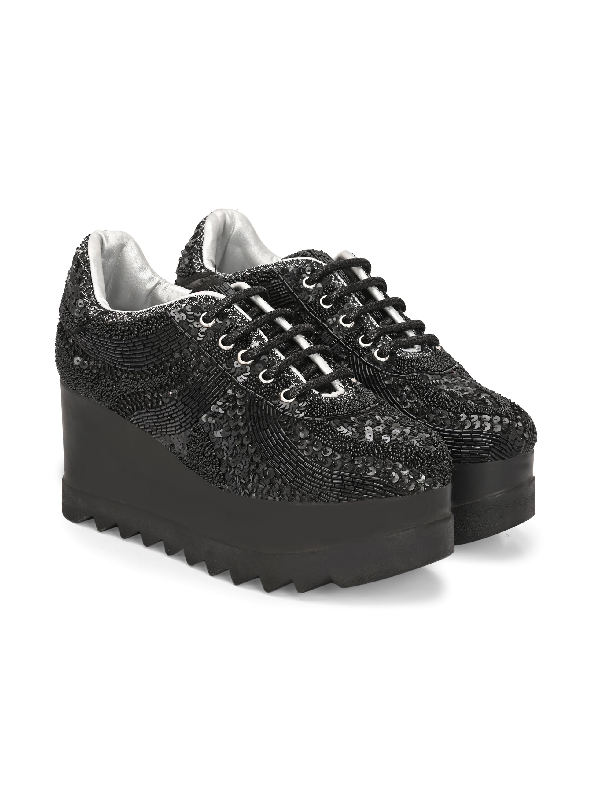 Crysta Bridal Sneakers Black For Women by Lady Boss ladybossbyegoss