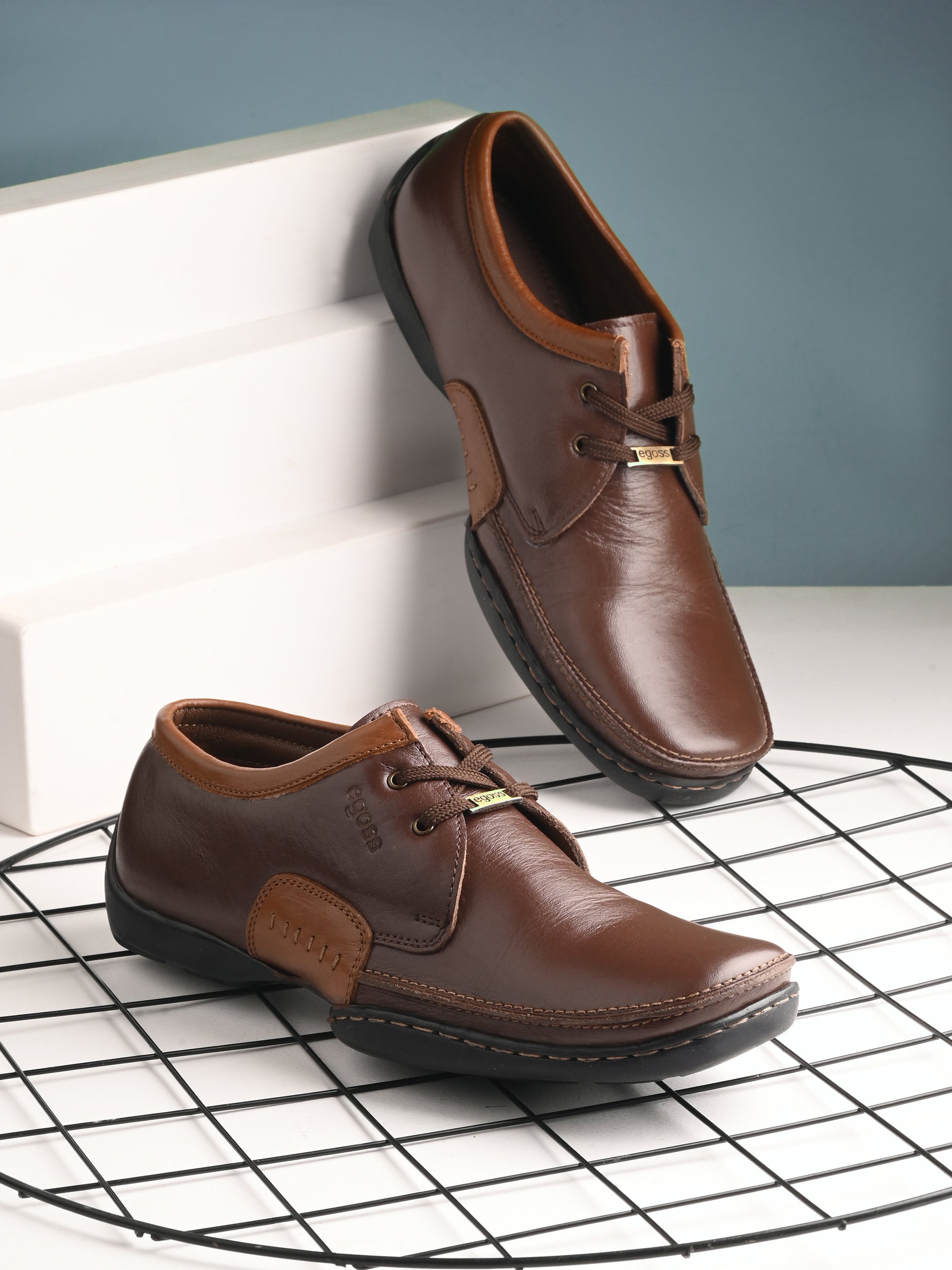 Egoss Casual Derby Lace Up Leather Shoes For Men