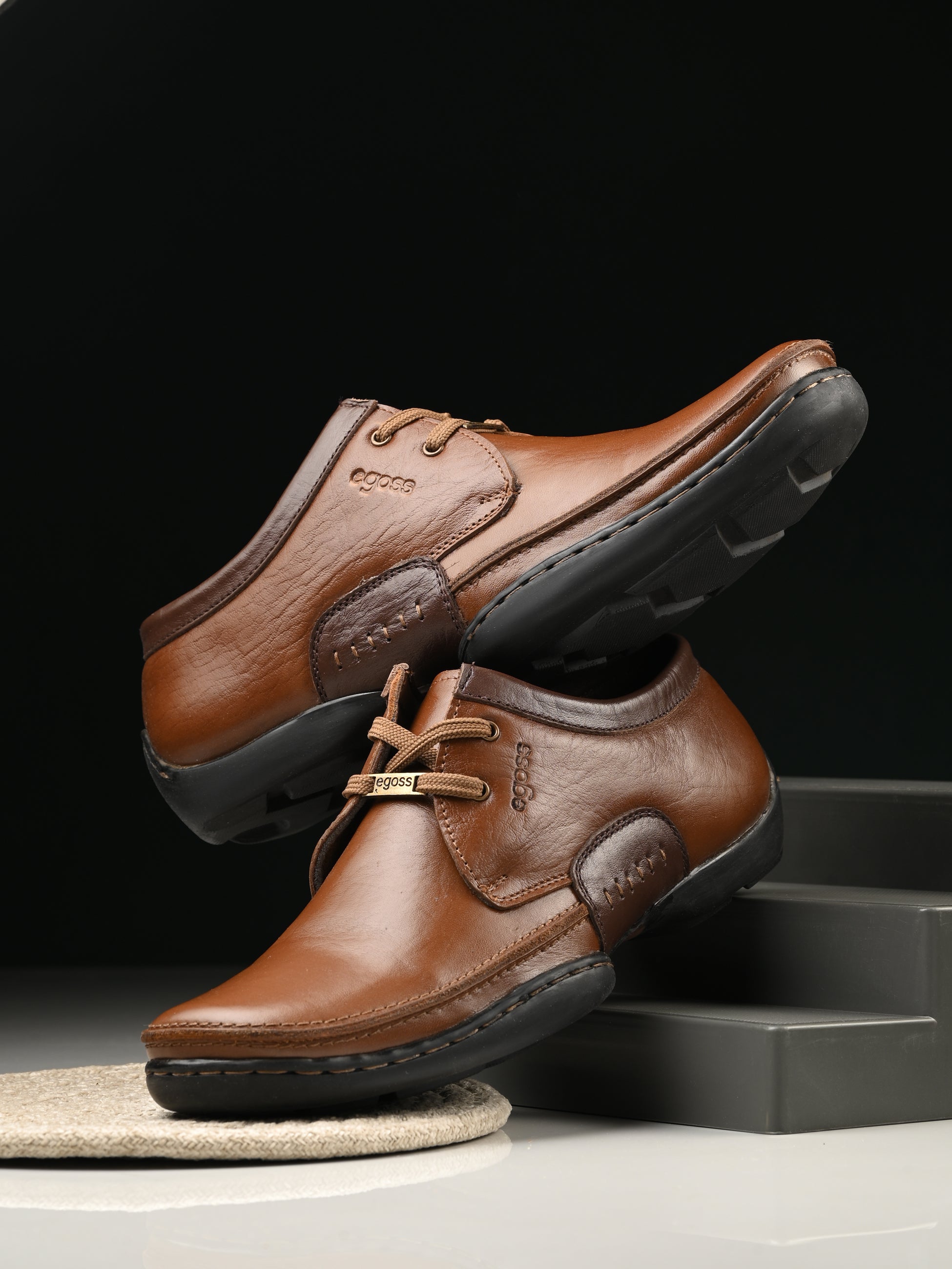 Egoss Casual Derby Lace Up Leather Shoes For Men