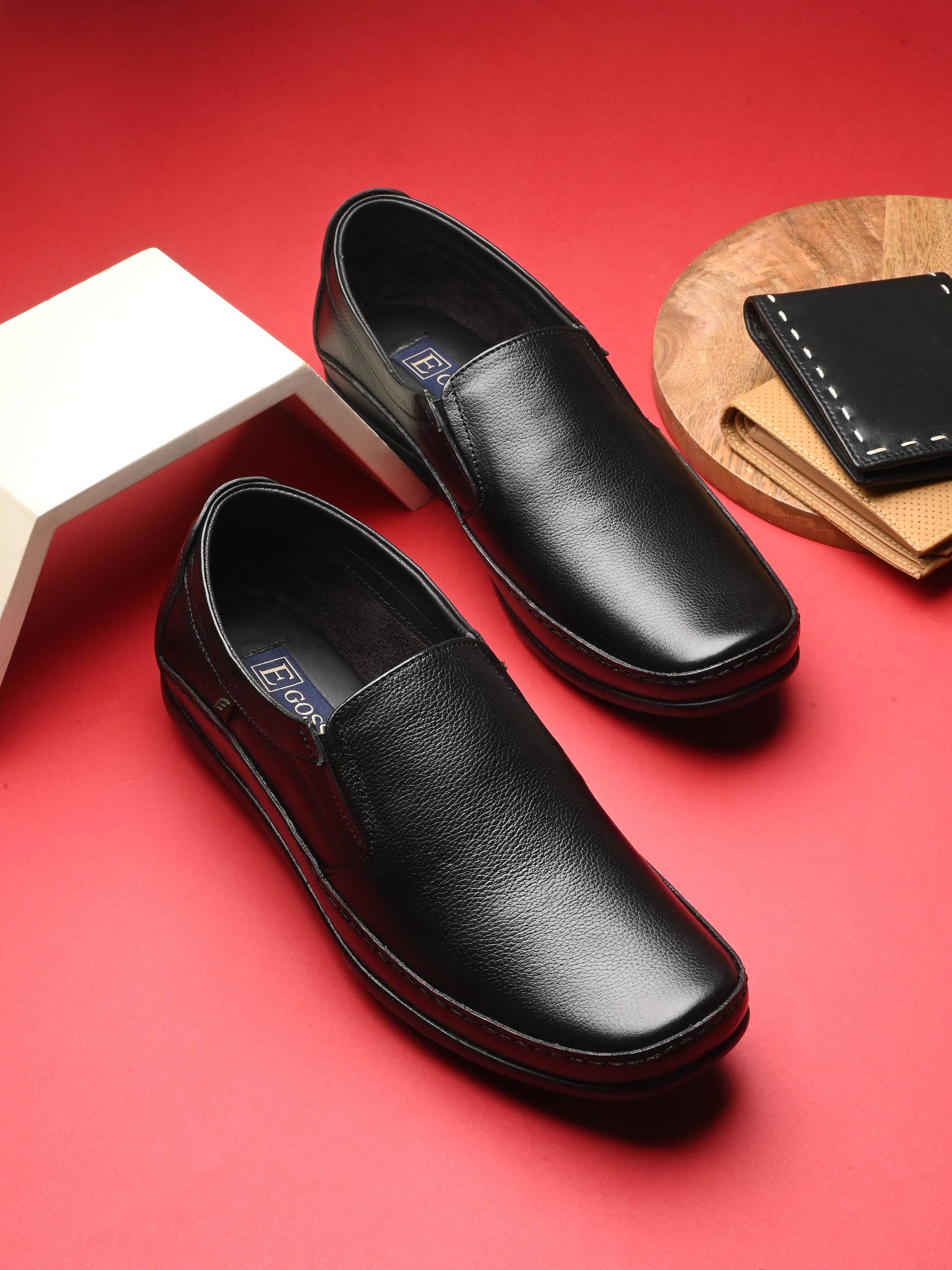 Egoss Leather Casual Slip On Shoes For Men