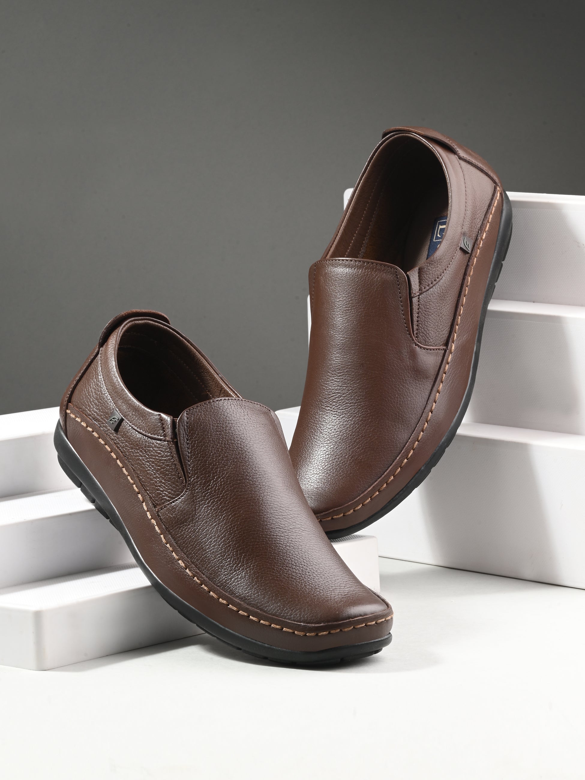 Egoss Leather Casual Slip On Shoes For Men