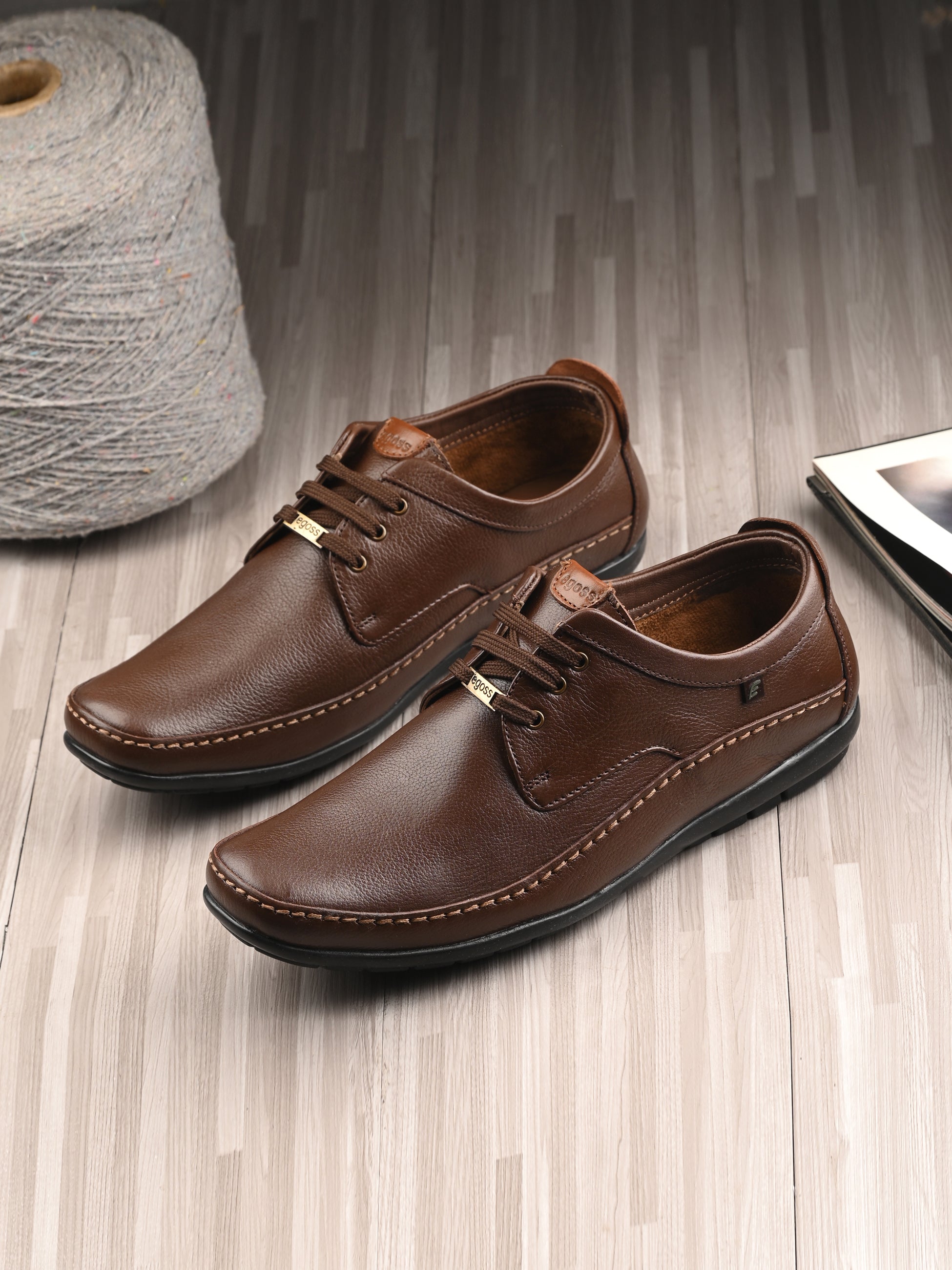 Egoss Leather Casual Lace-Up Shoes For Men