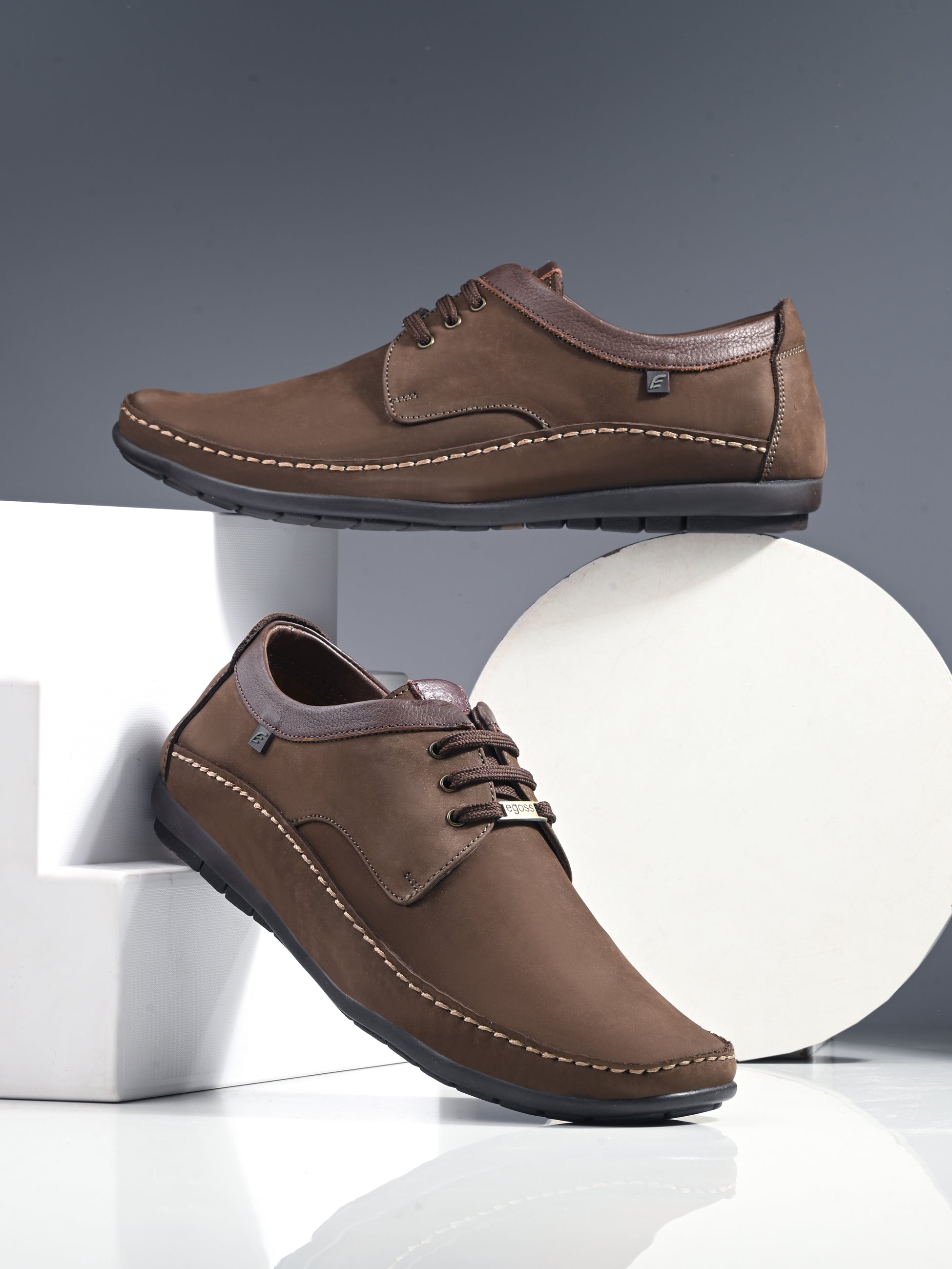 Egoss Leather Casual Lace-Up Shoes For Men