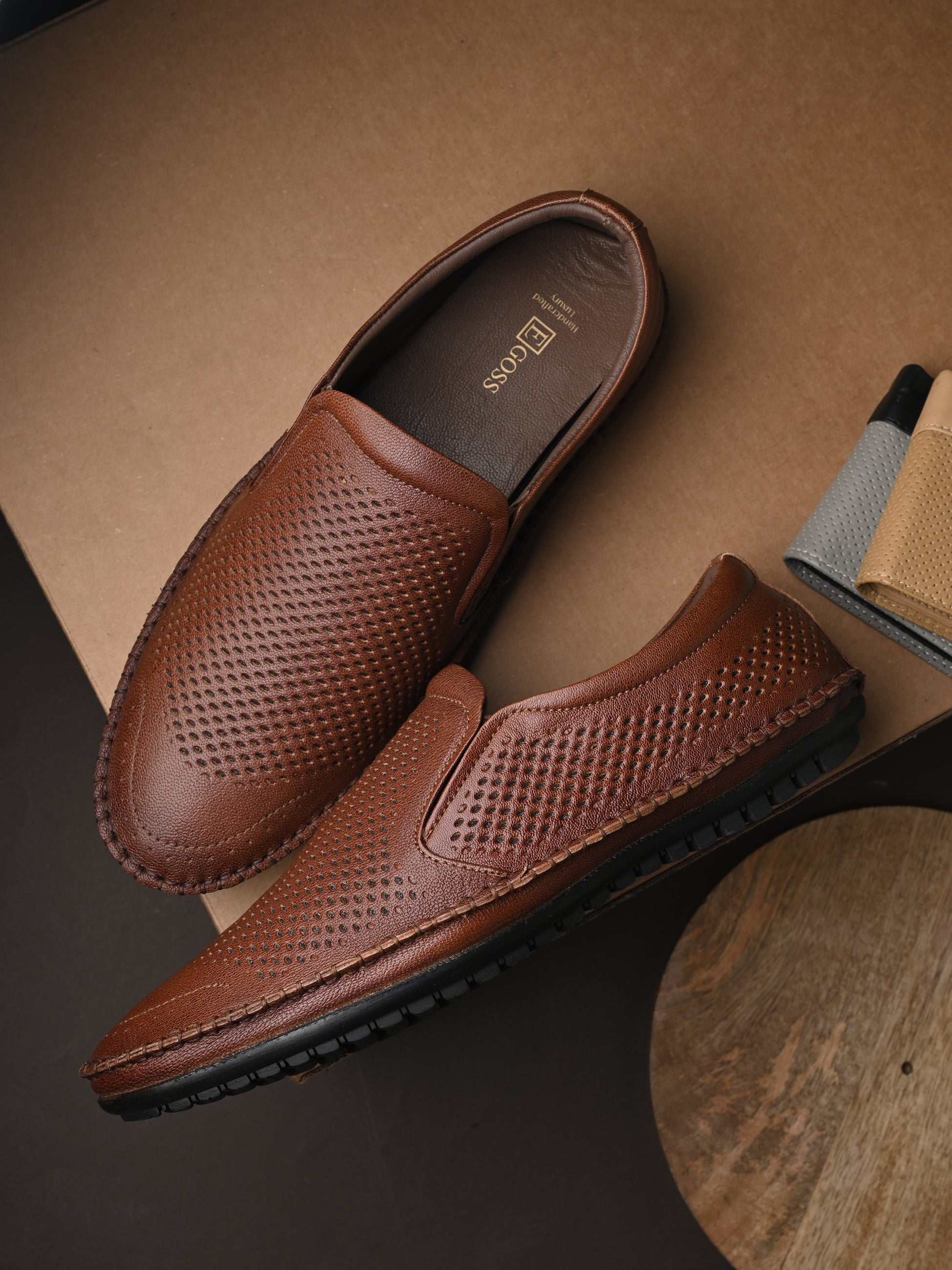 Casual Dress Moccasins Mens Egoss Leather Casual Slip On Shoes For Men