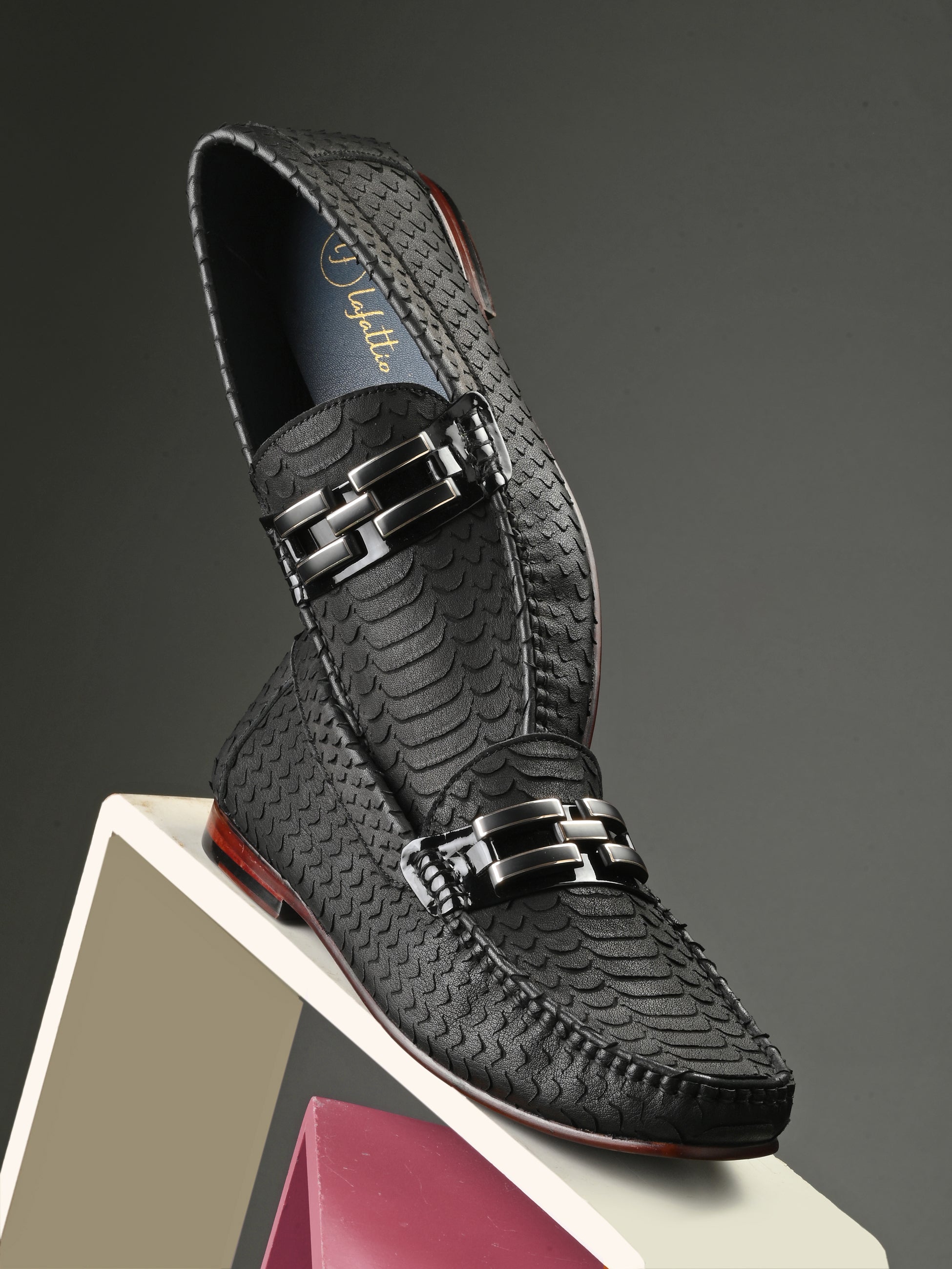 Printed Leather Loafers by Lafattio