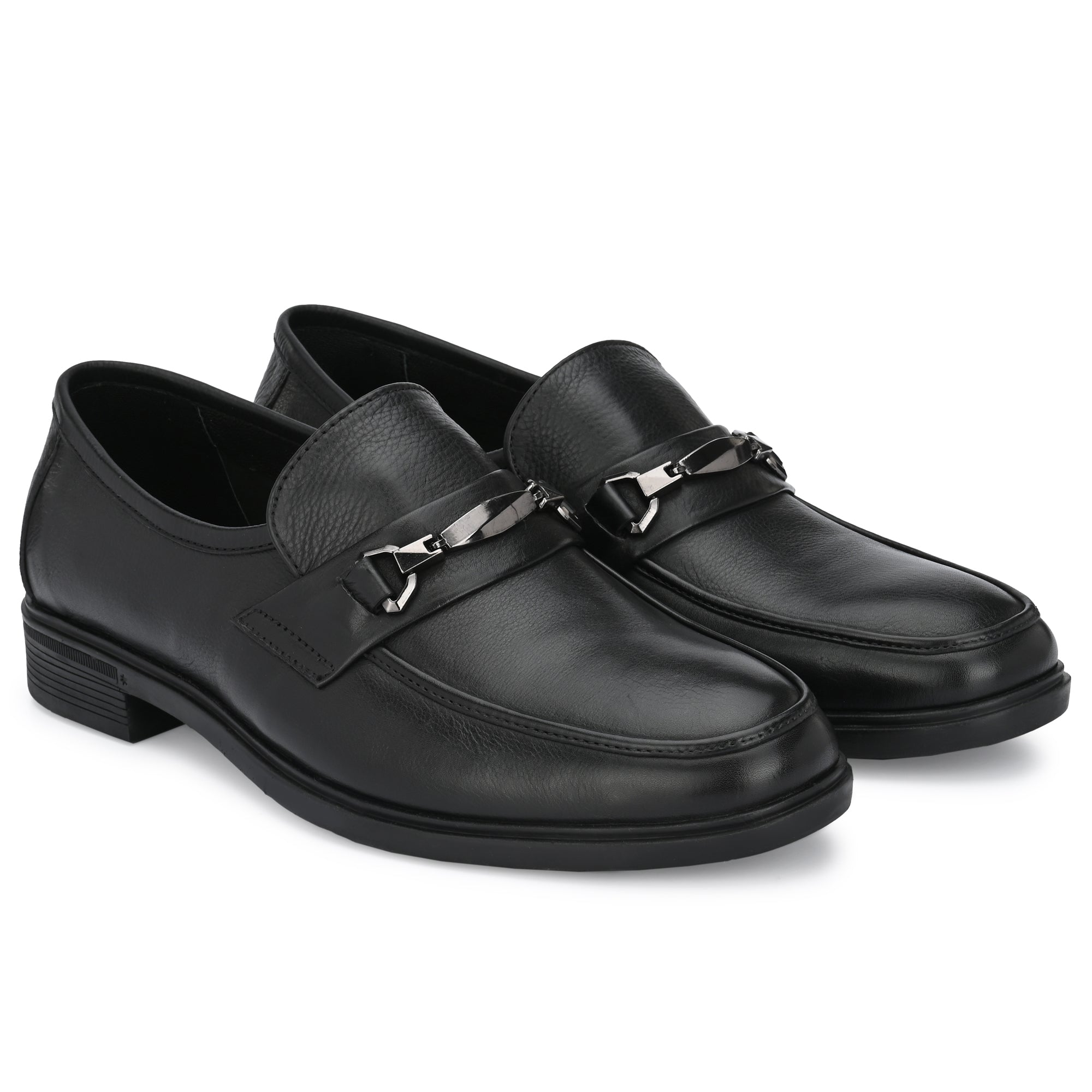 Egoss Leather Buckled Slip On Shoes For Men
