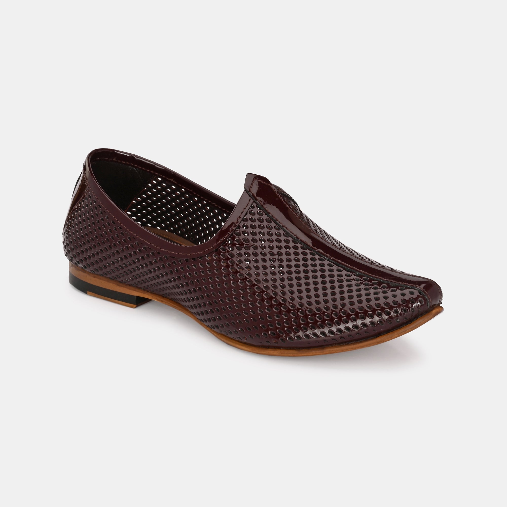 Patent Cherry Perforated Ethnic Jooti by Lafattio