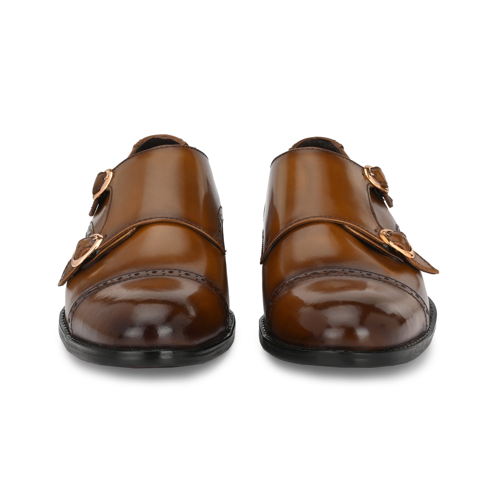 Formal Leather Buckled Monk Shoes For Men