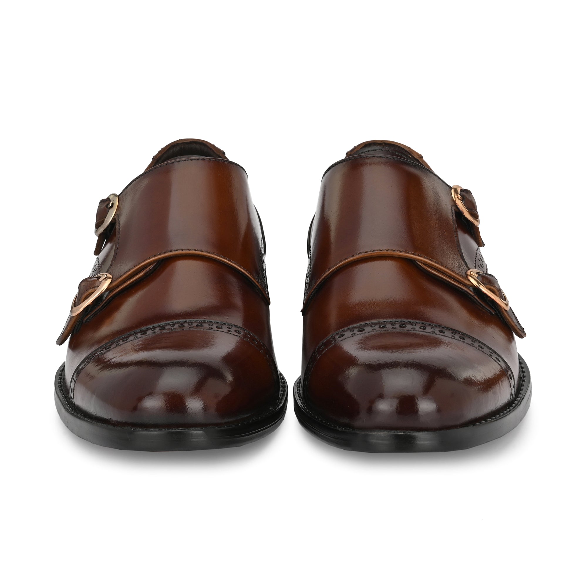 Formal Leather Buckled Monk Shoes For Men
