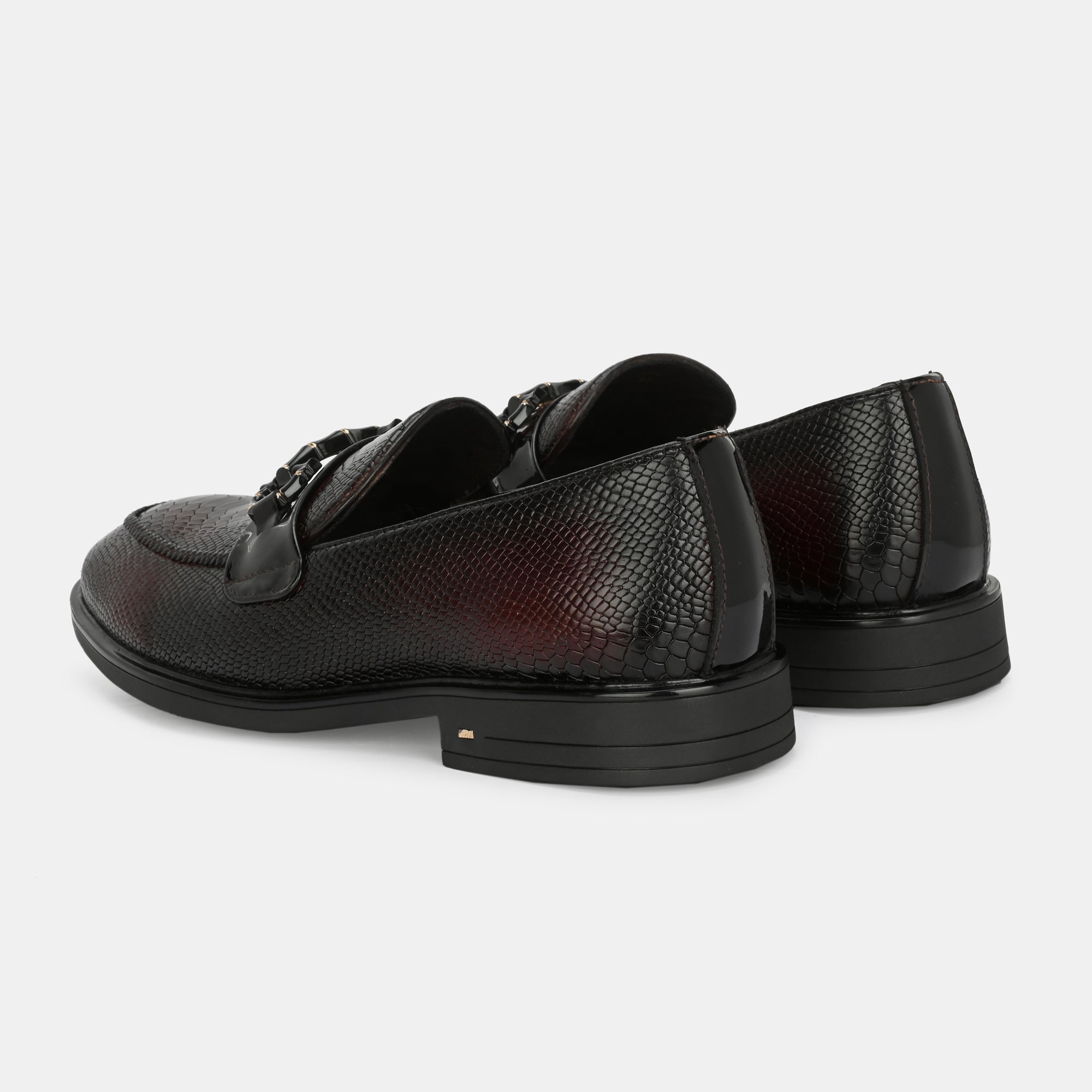 Cherry Textured Buckled Loafers by Lafattio