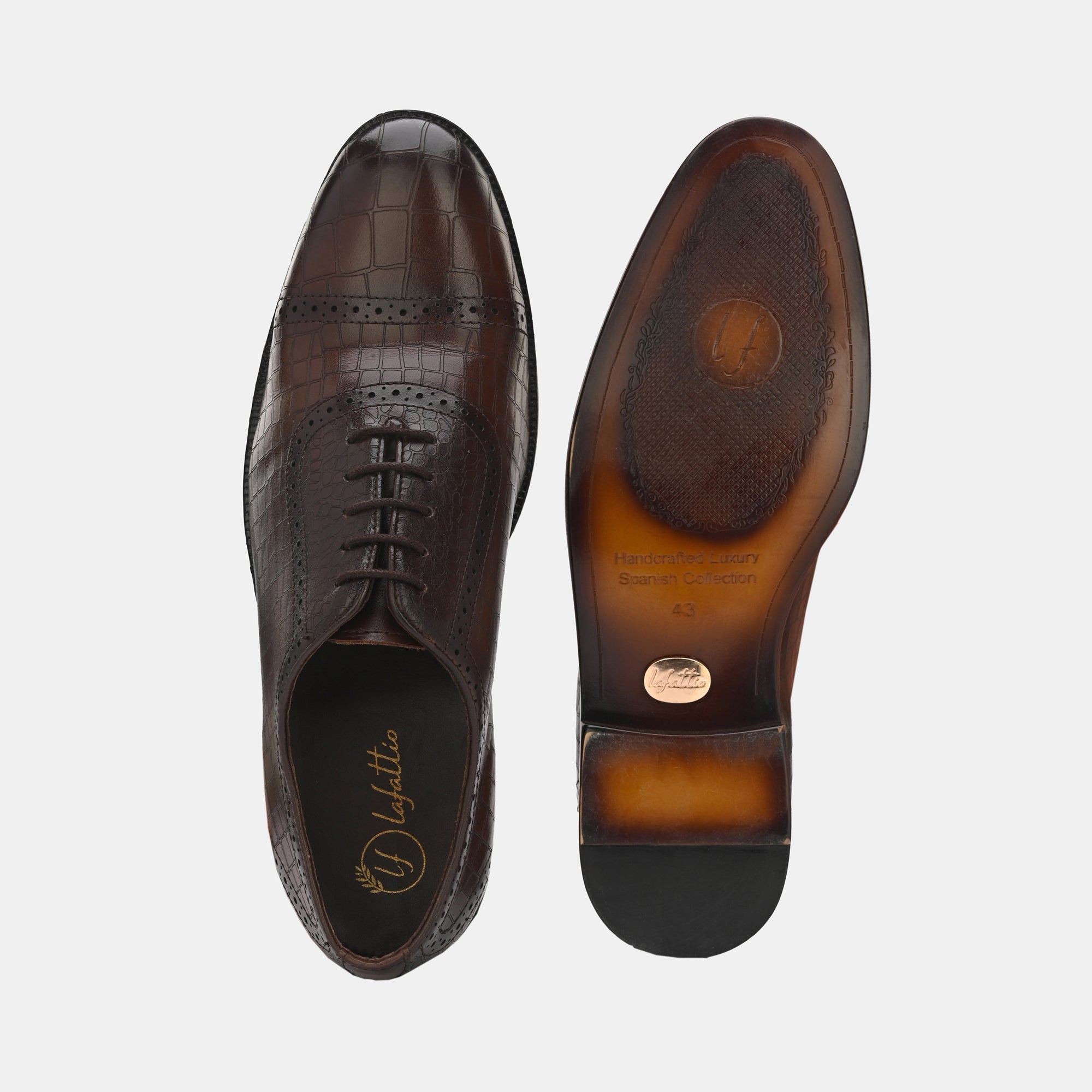 Brown Laser Engraved Semi-Brogues by Lafattio