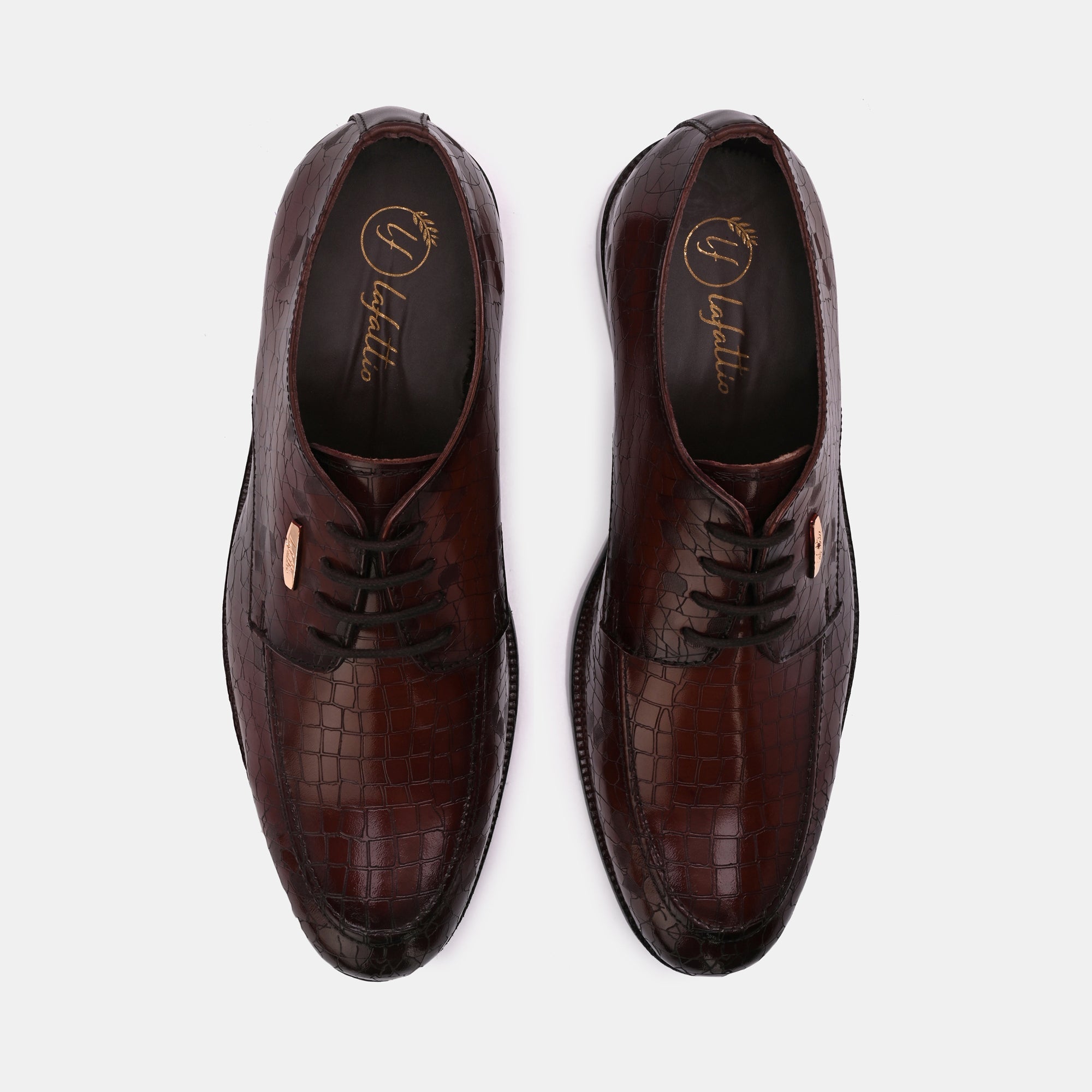 Wine Laser Engraved Lace-Up Shoes by Lafattio