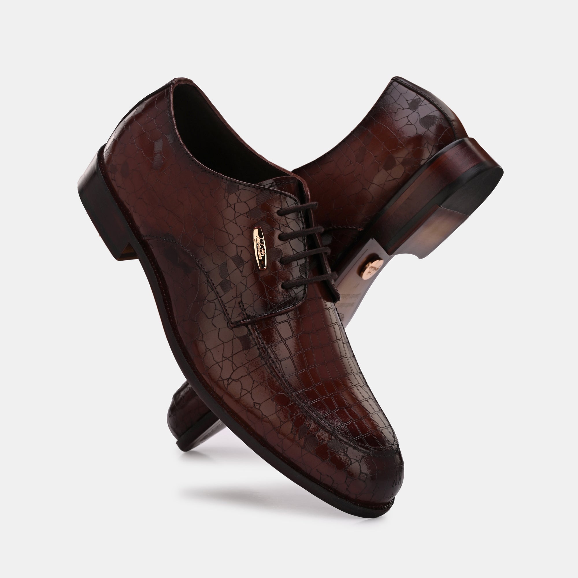 Wine Laser Engraved Lace-Up Shoes by Lafattio