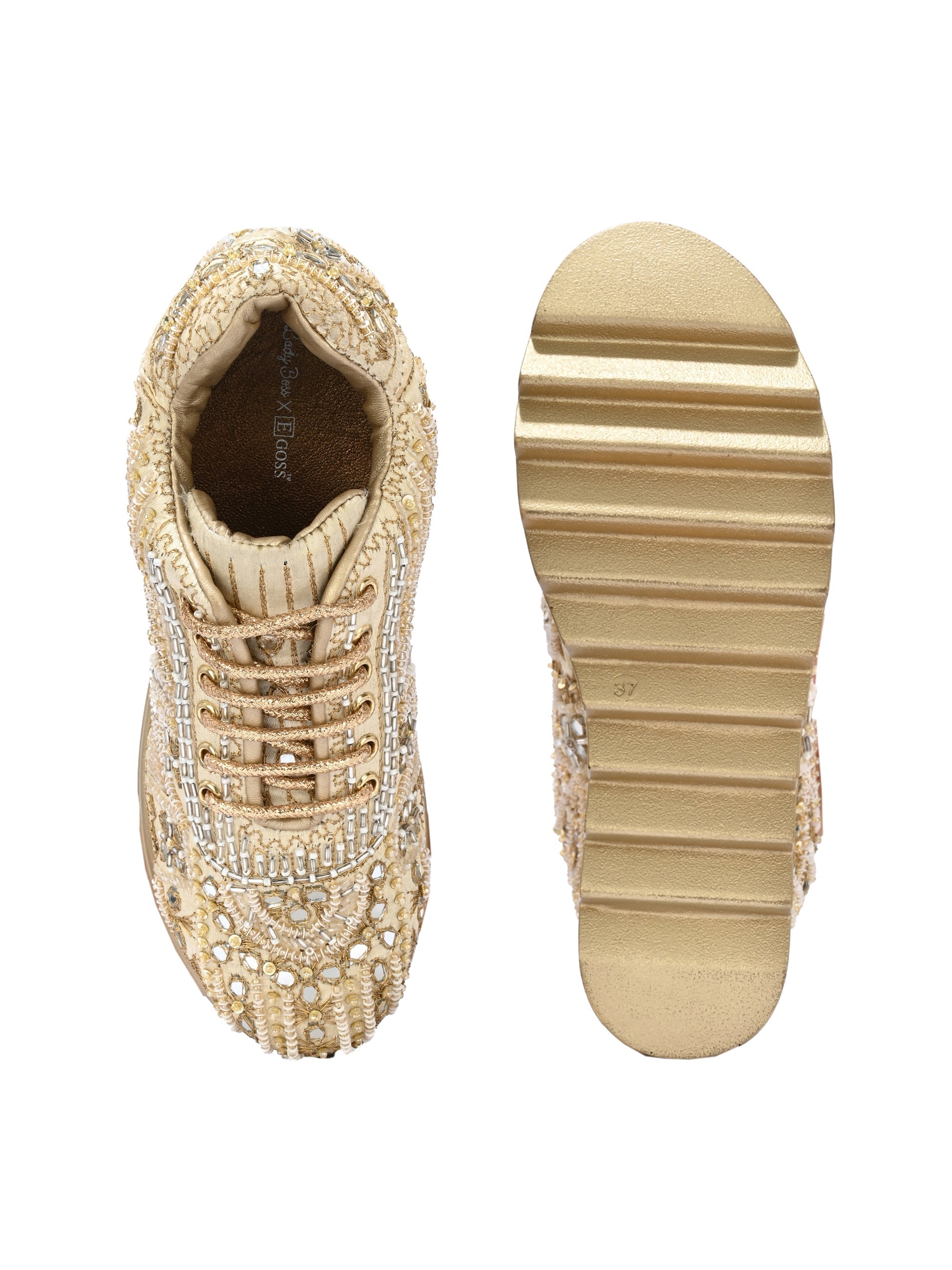 Crysta Bridal Sneakers Gold For Women by Lady Boss ladybossbyegoss