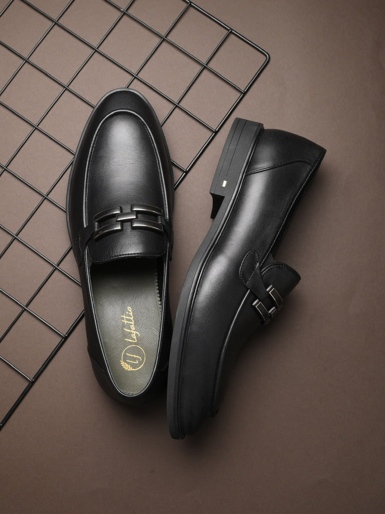 Black Buckled Loafers by Lafattio