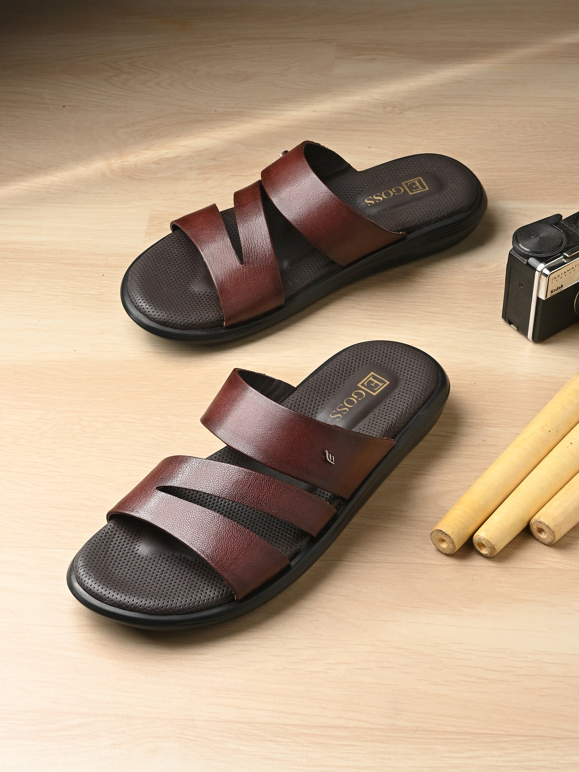 Egoss Leather Slippers For Men