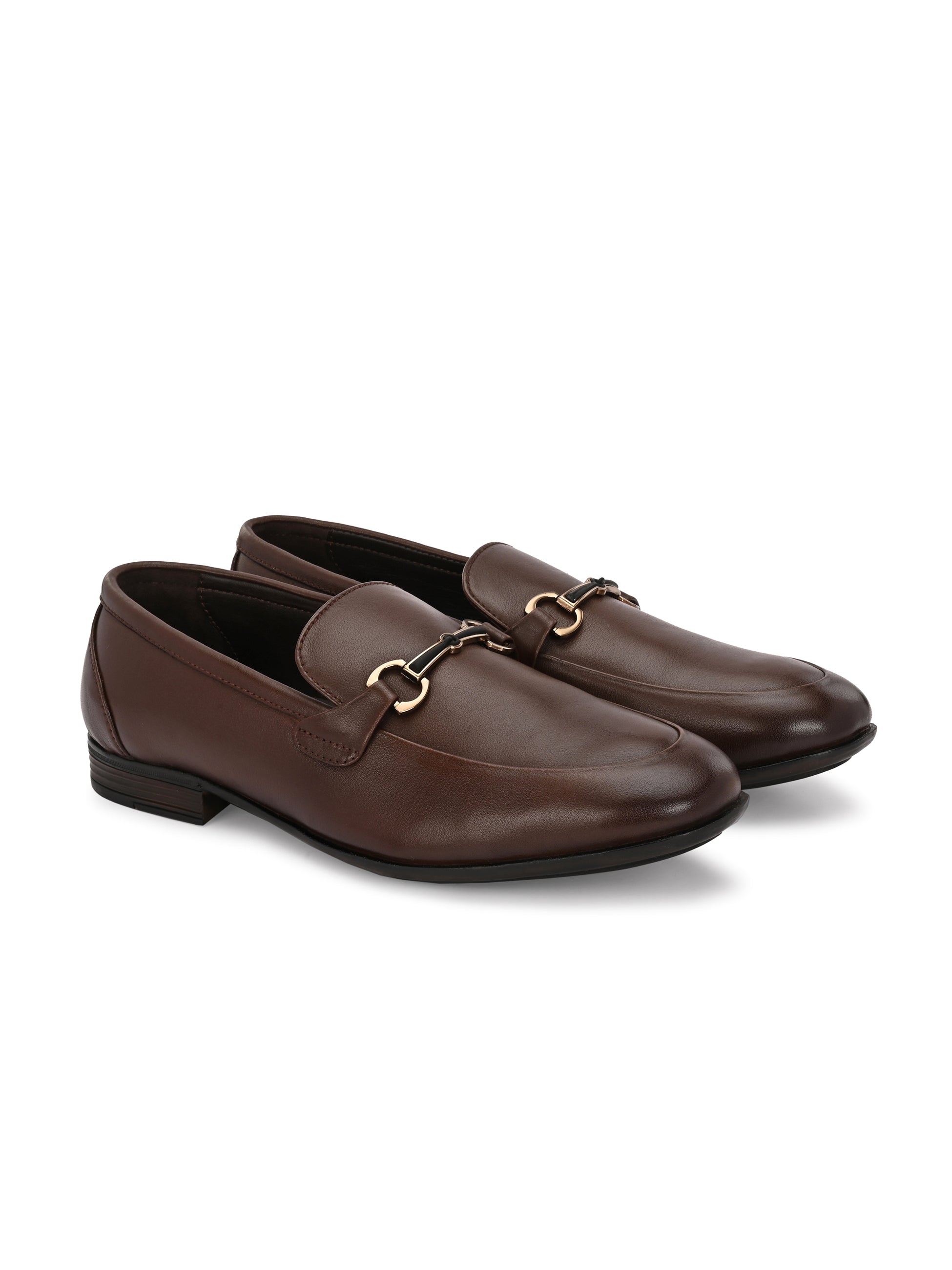 Egoss Platinum Buckled Loafers For Men
