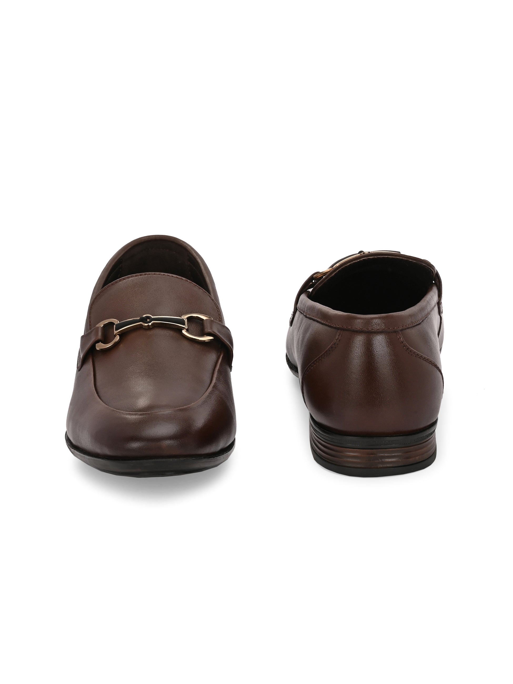 Egoss Platinum Buckled Loafers For Men