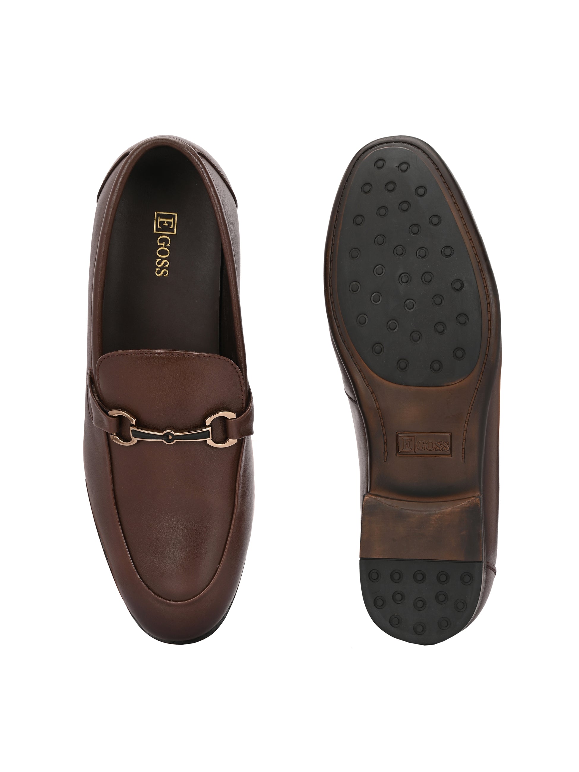 Egoss Platinum Buckled Loafers For Men