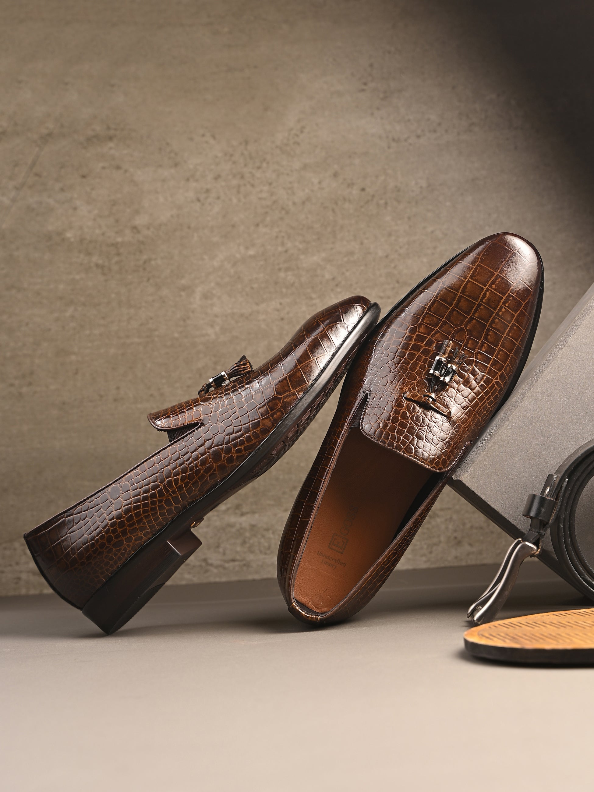 Egoss Platinum Tassel Shoes For Men
