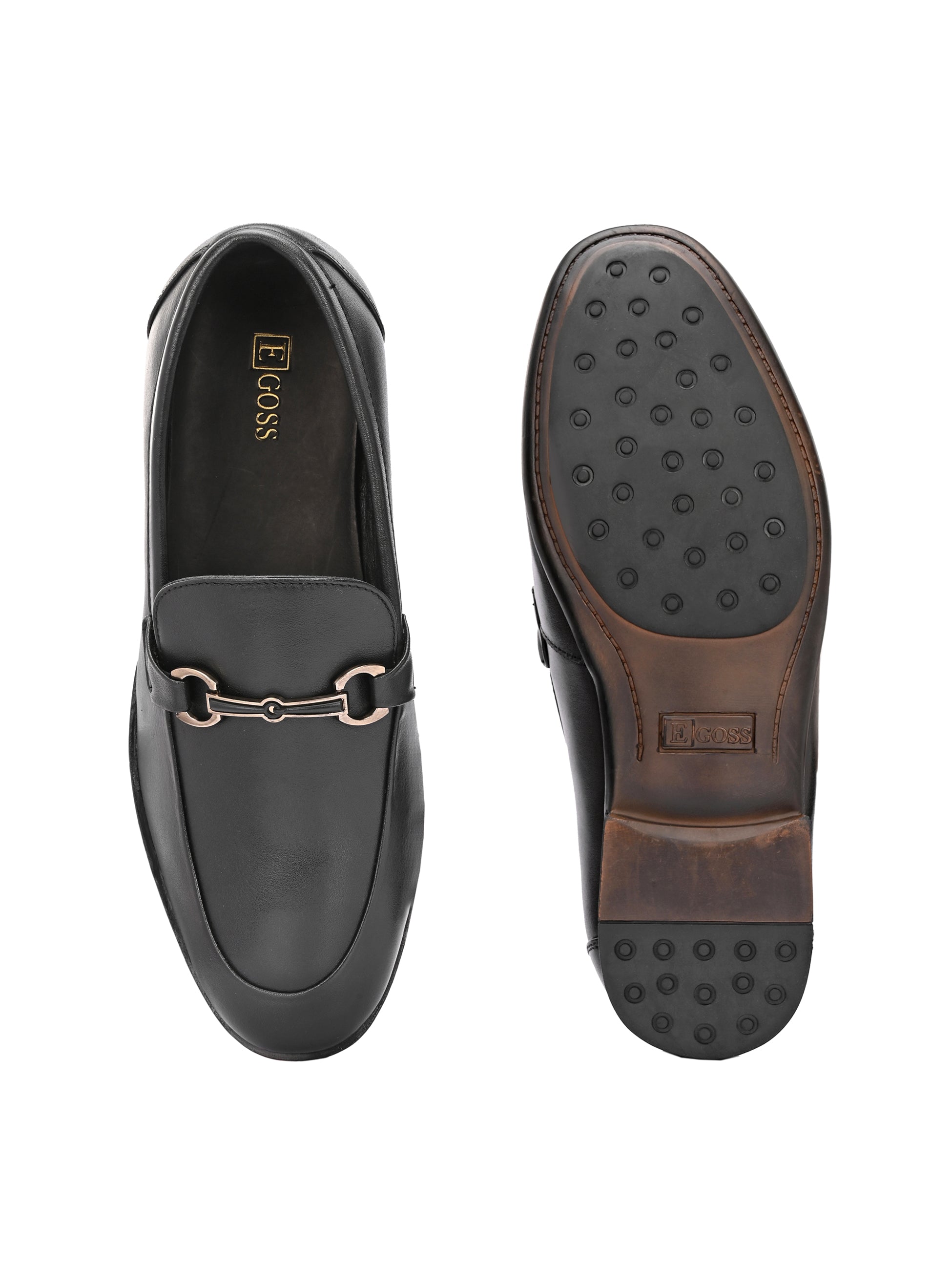 Egoss Platinum Buckled Loafers For Men